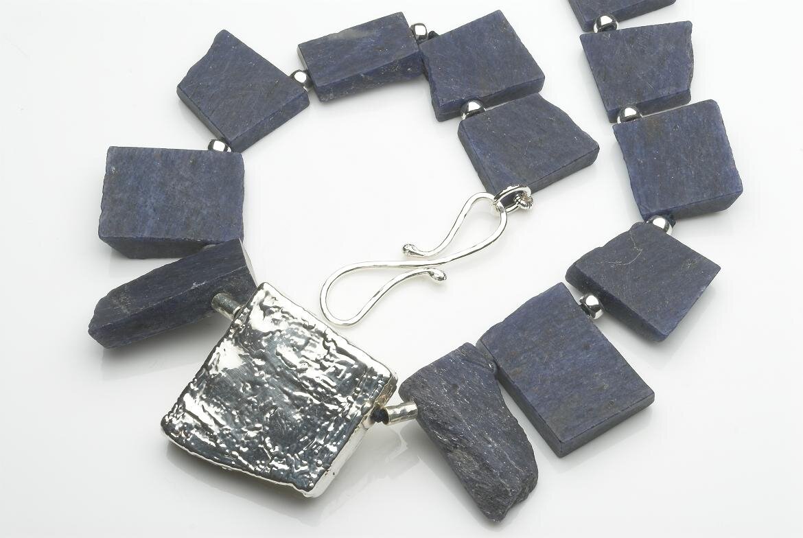 Dimortierite stone necklace with hallmarked silver. £670.jpg