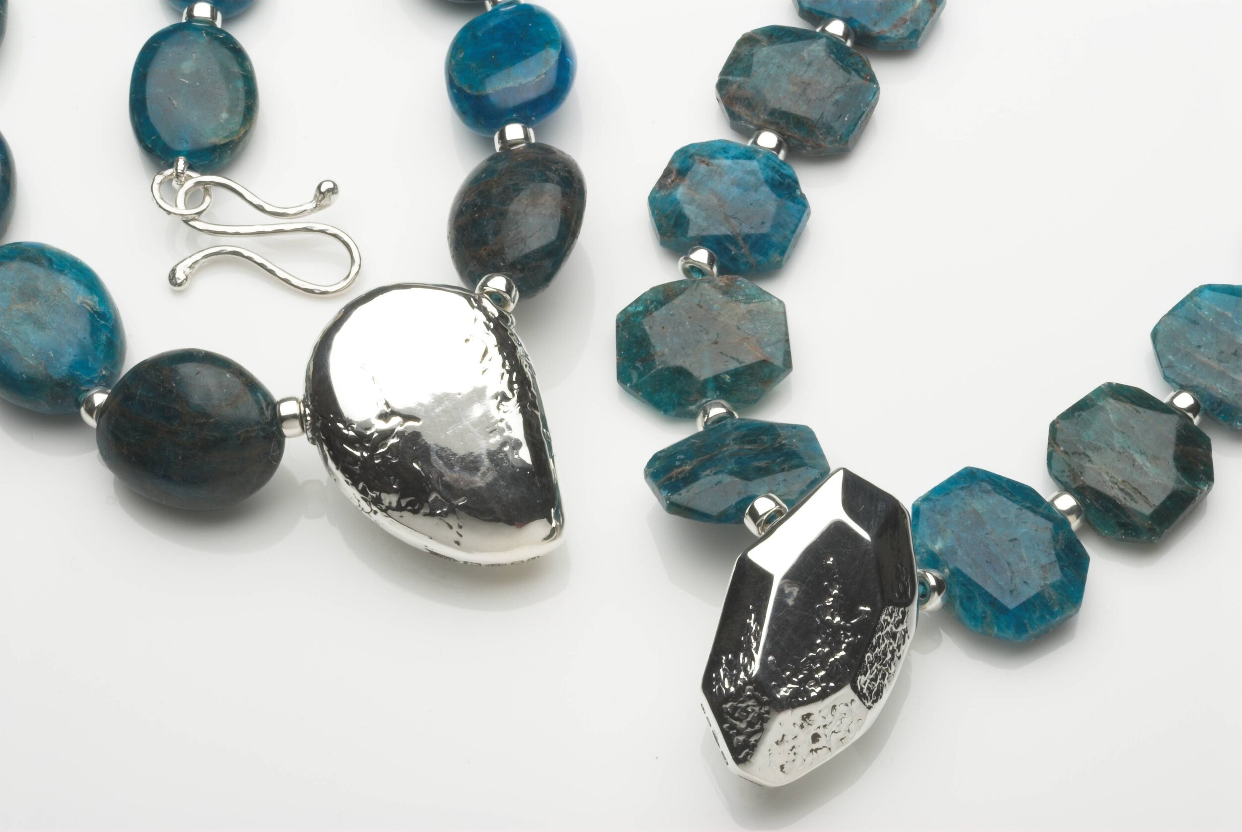 Organic and angular Apatite Necklaces with Silver hallmarked shaped Pendants £690 each.jpg