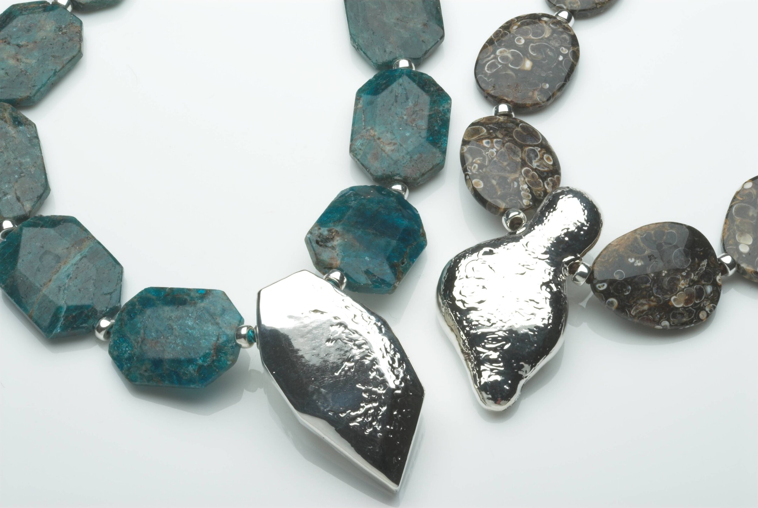 Two Necklaces with Silver Pendants Apatite £590 and Turitella Agate £590.jpg