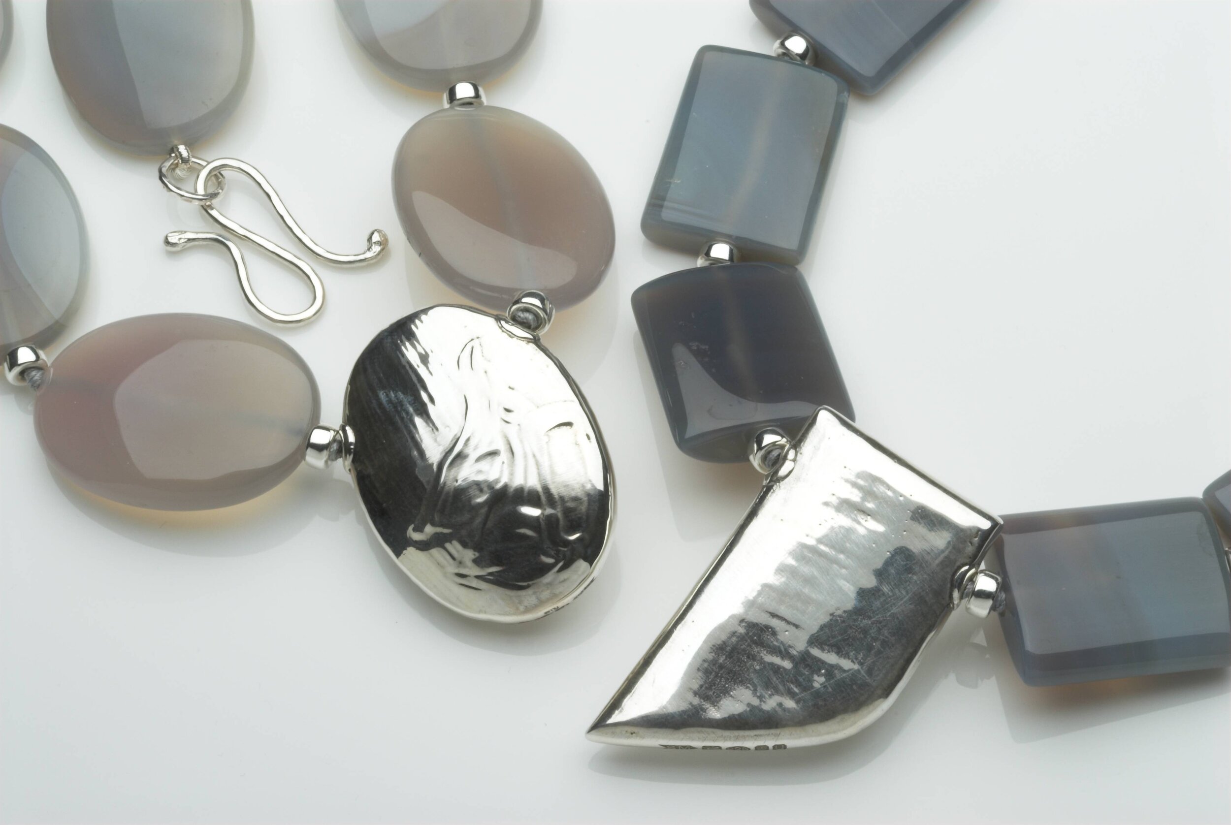 Grey agate necklaces with Silver hallmarked shapes £560 .jpg