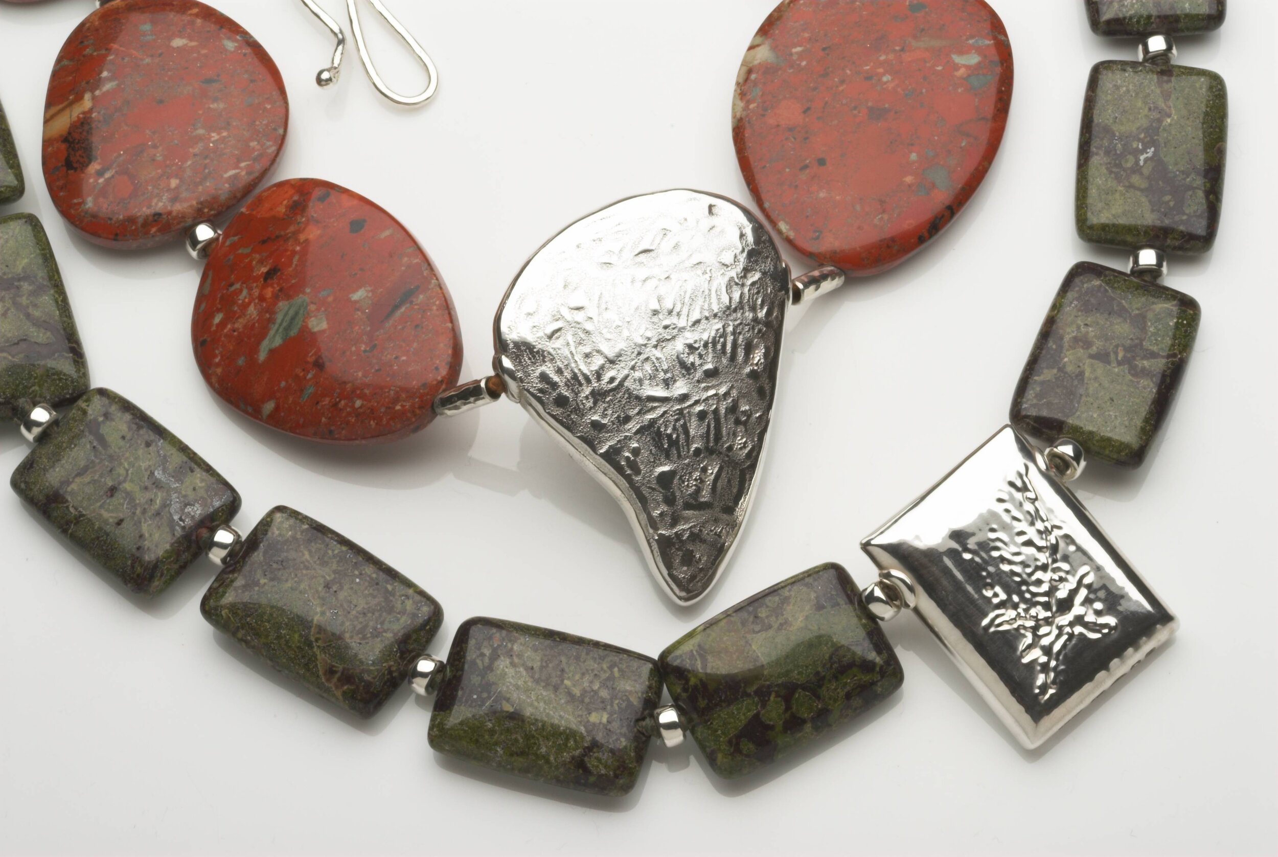 Australian Jasper and Moss Jasper Necklace with Hallmarked silver shapes £690 and £590.jpg