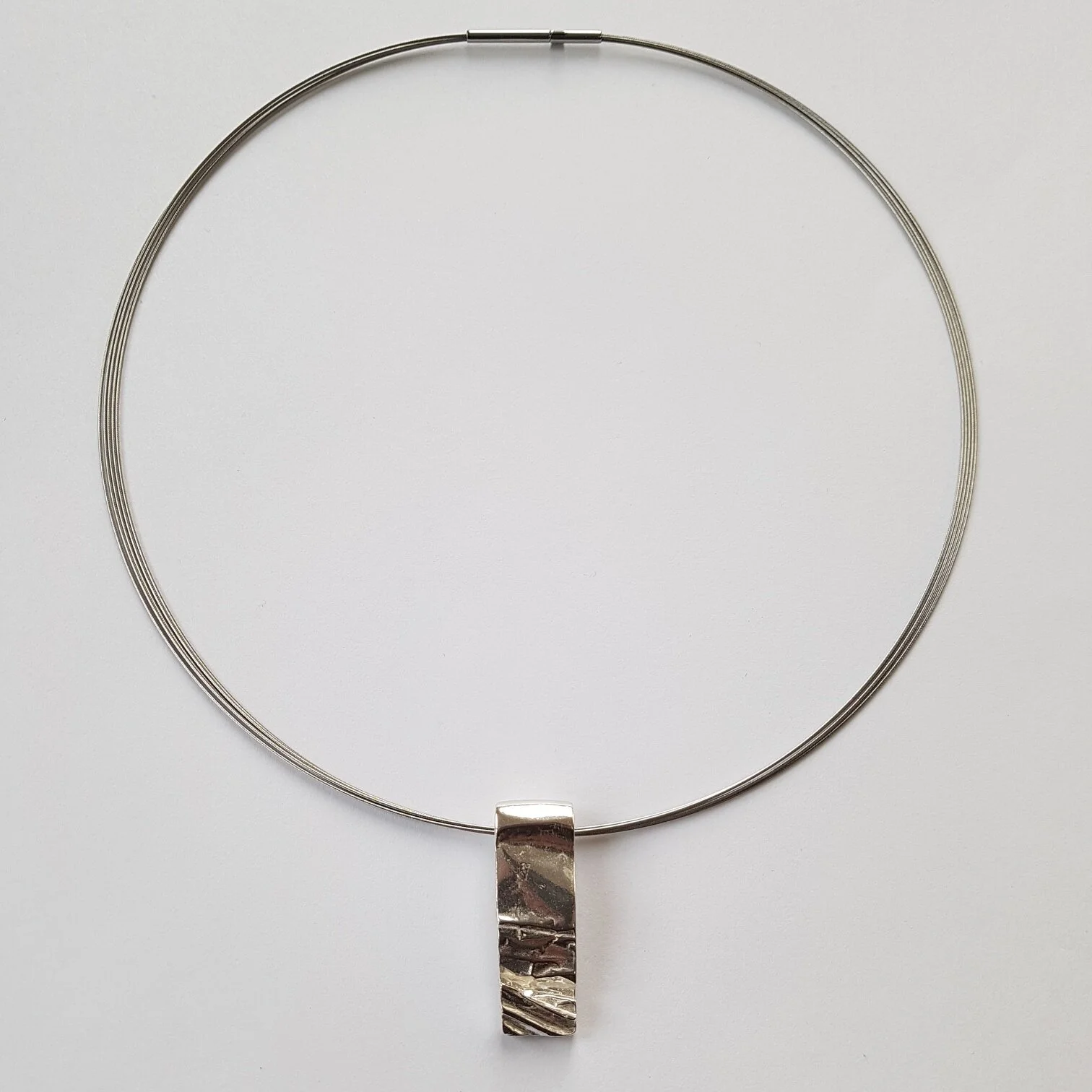 Hallmarked Landscape Pendant on Steel Wire Necklace
