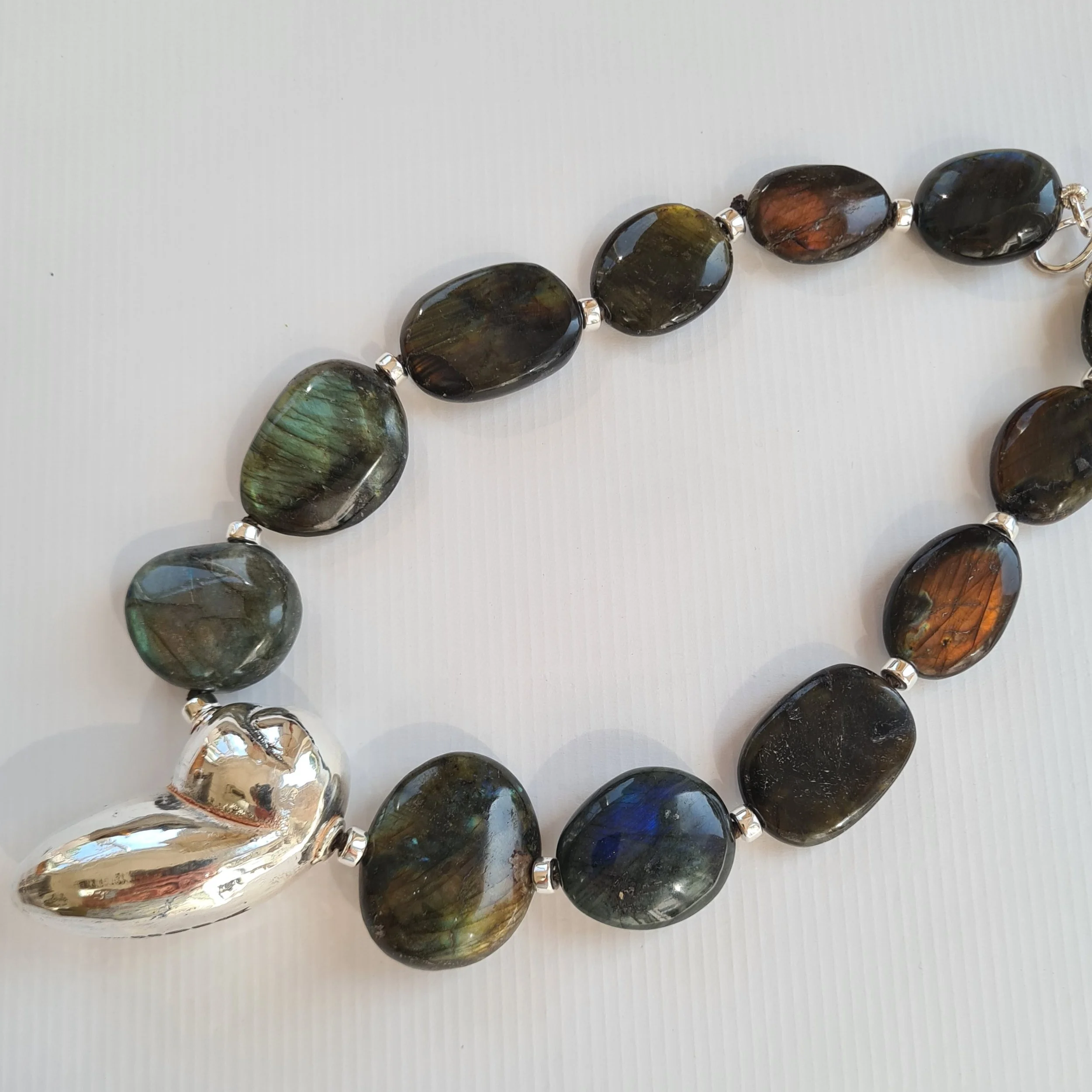 Labradorite Pebble Shaped Stones with Organic Pendant