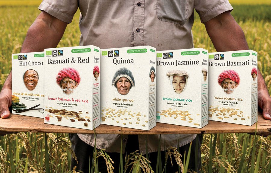 Packaging design voor duurzame merken - Ontwerp verpakkingen voor Joannusmolen organic en fairtrade