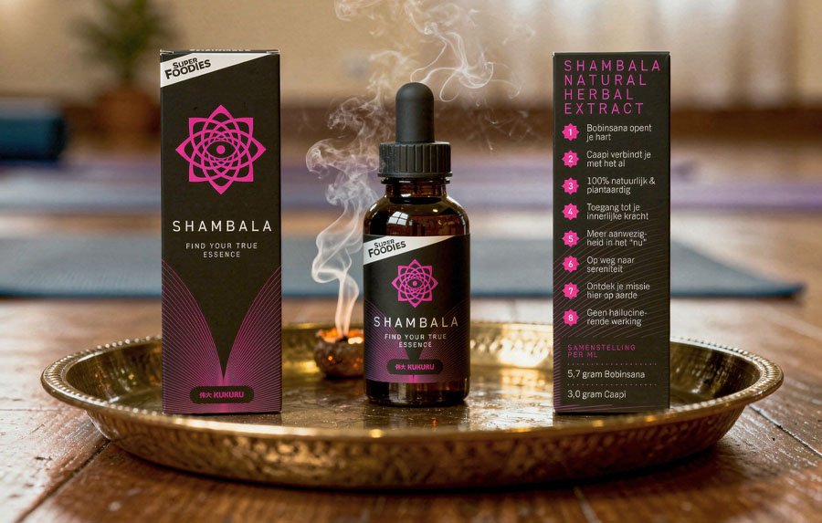 Packaging design voor wellness merken - Ontwerp verpakkingen voor Giel Beelen Shambala microdosing
