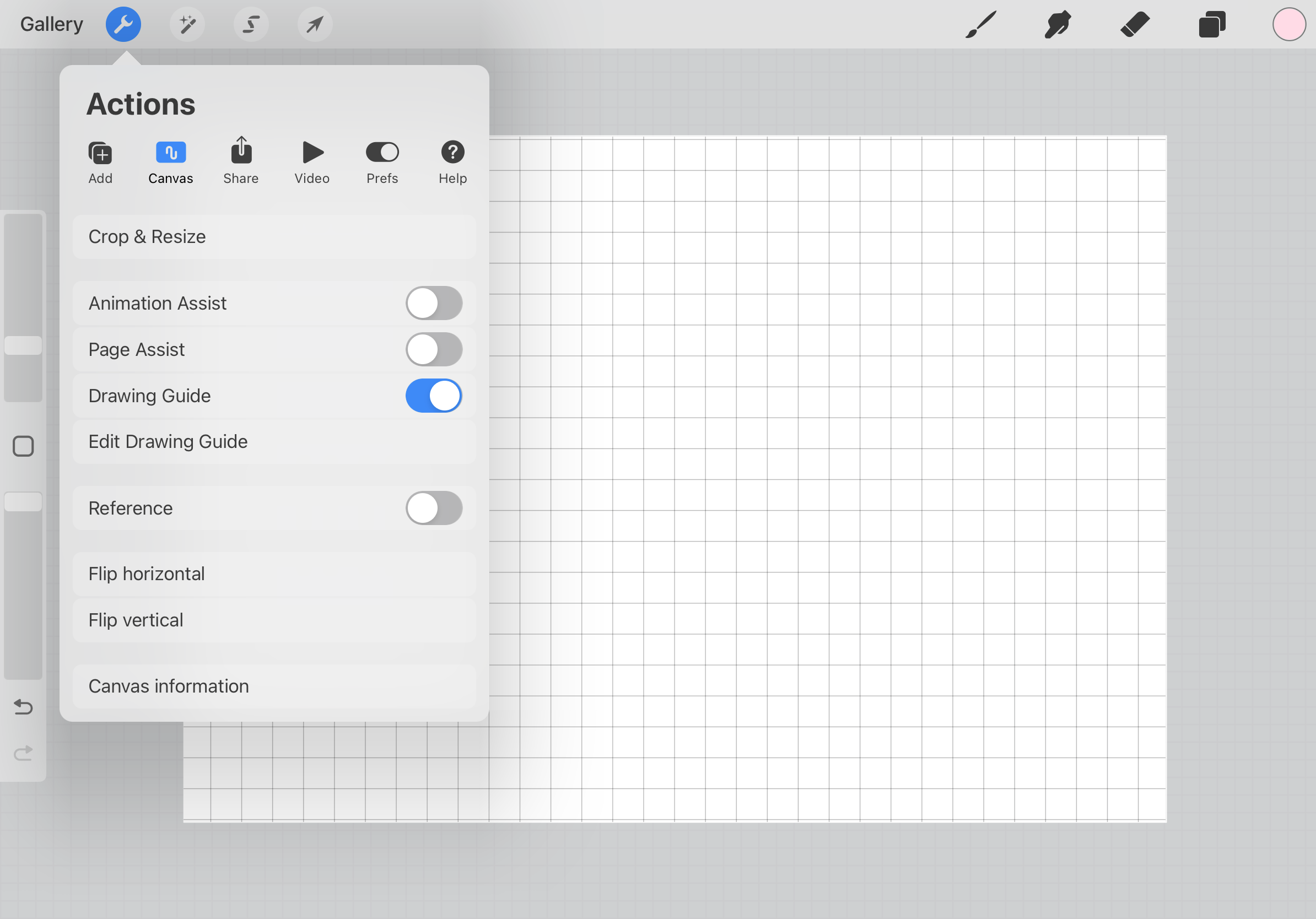 Go to Canvas > Toggle on Drawing Guide > Edit Drawing Guide