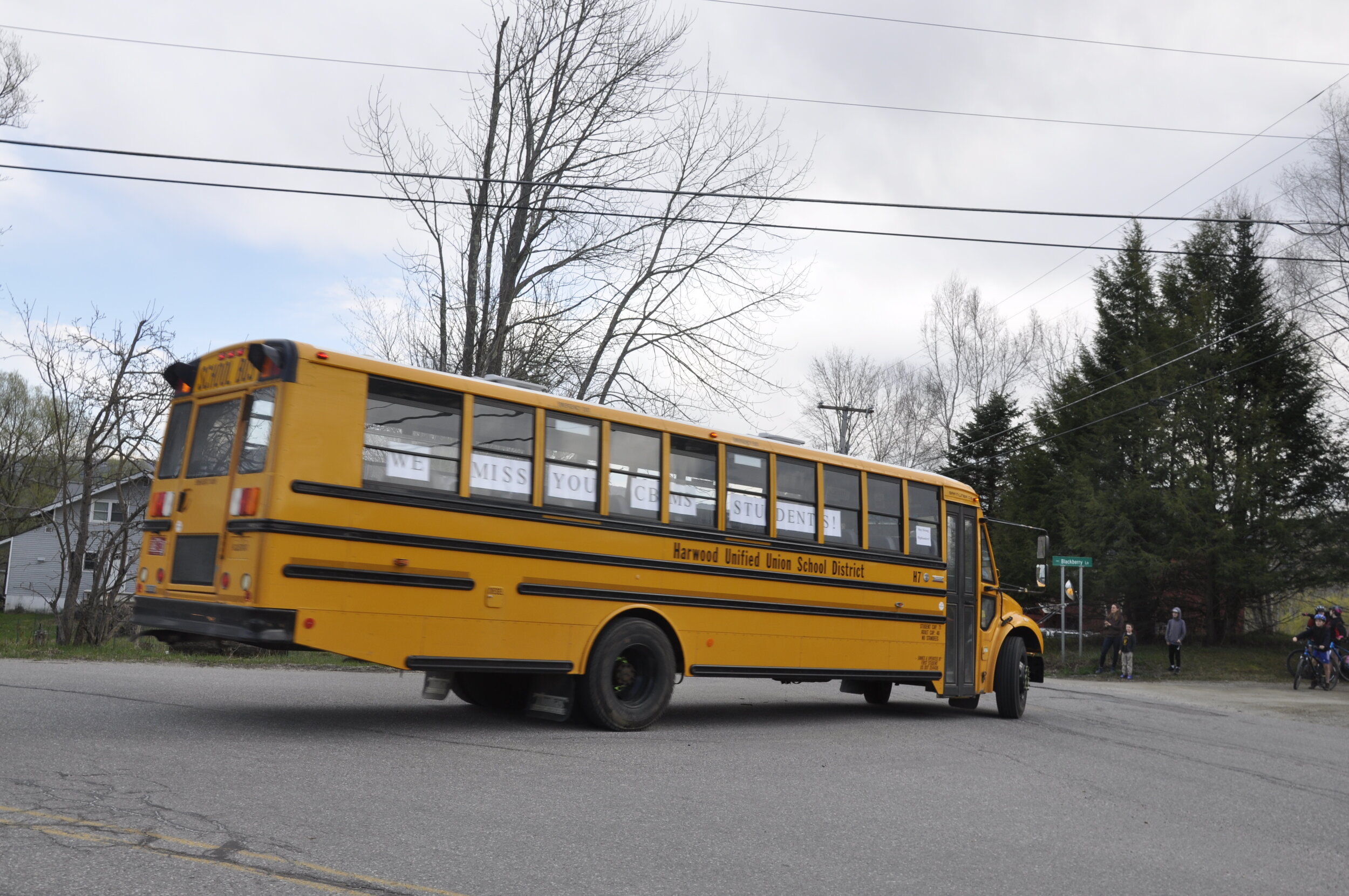  No stops for the buses today on Blush Hill. Photo by Lisa Scagliotti. 