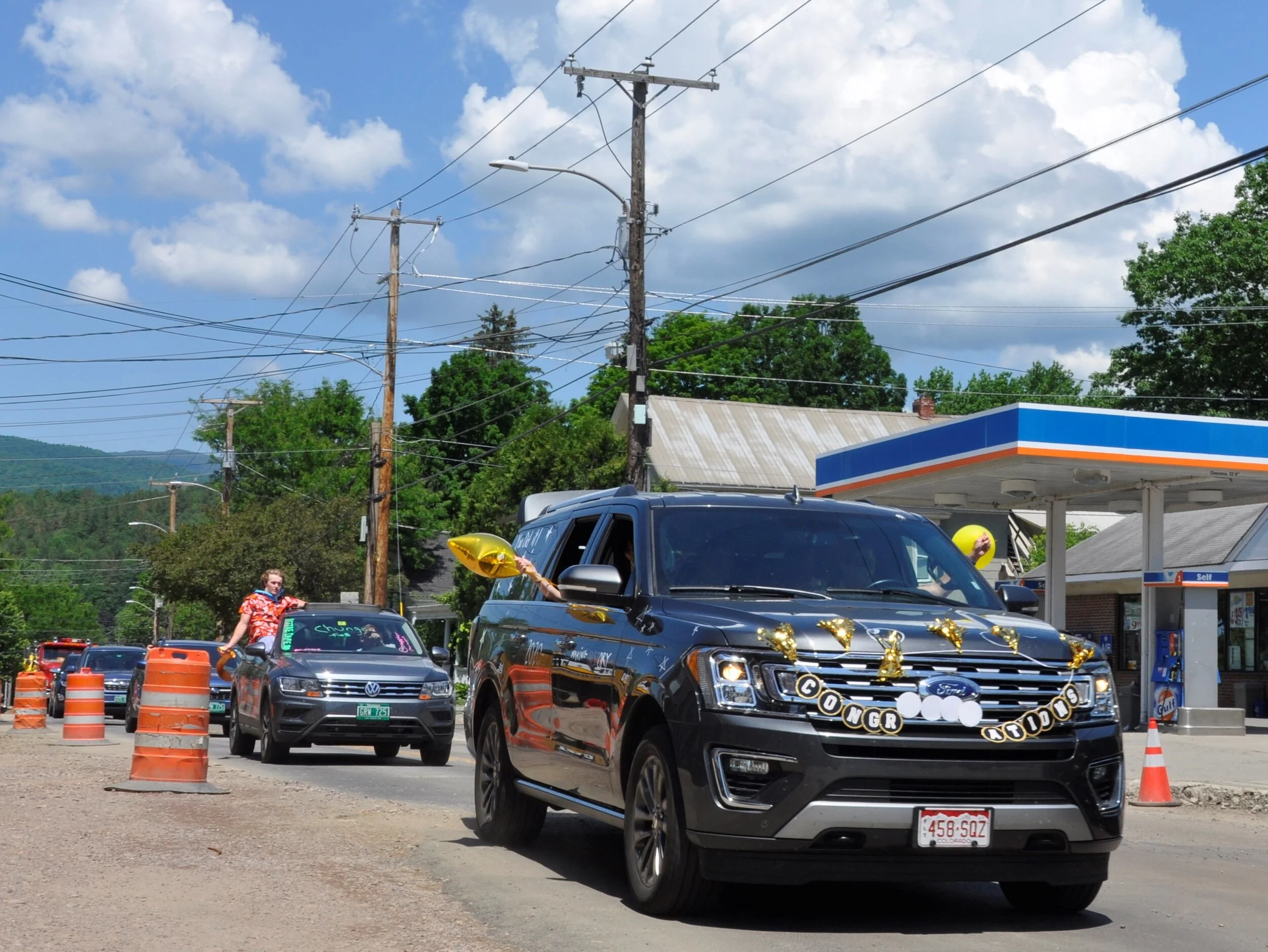   The parade visited Waitsfield immediately after graduation and then went up and down Waterbury's Main Street. Photo by Lisa Scagliotti.  
