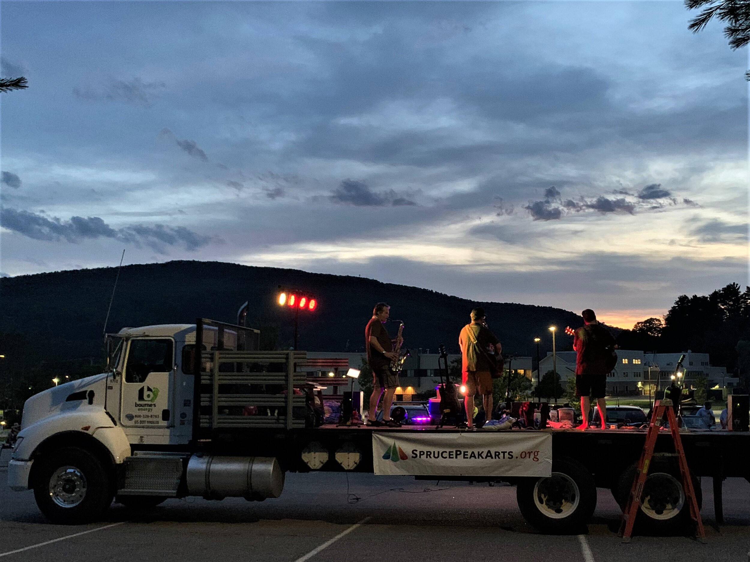   The flatbed has lights to take the concert into evening. Photo by Lisa Scagliotti.  