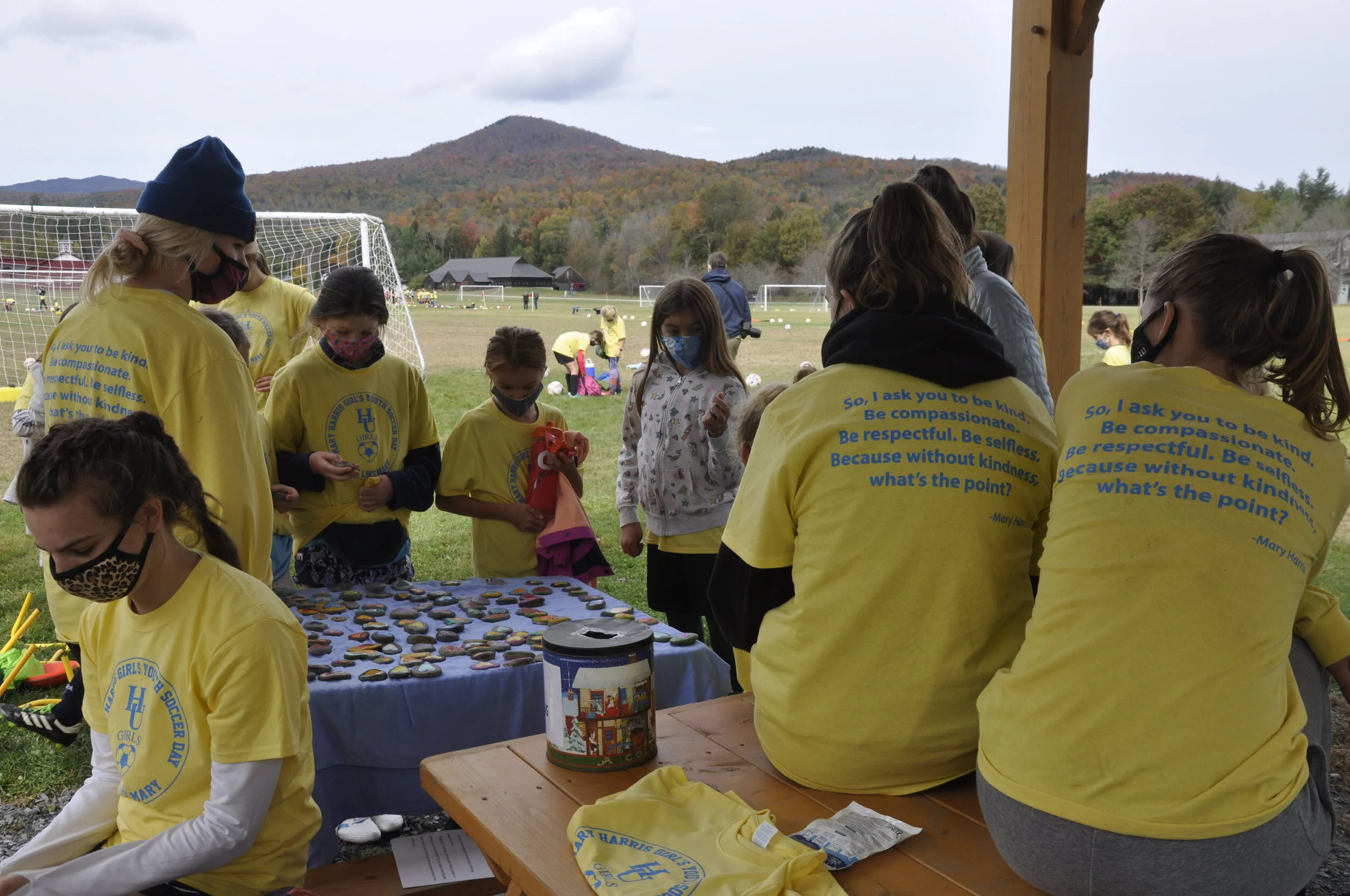   This back of this year's commemorative t-shirts have a quotation from an essay Mary Harris wrote about kindness. Photo by Lisa Scagliotti.  