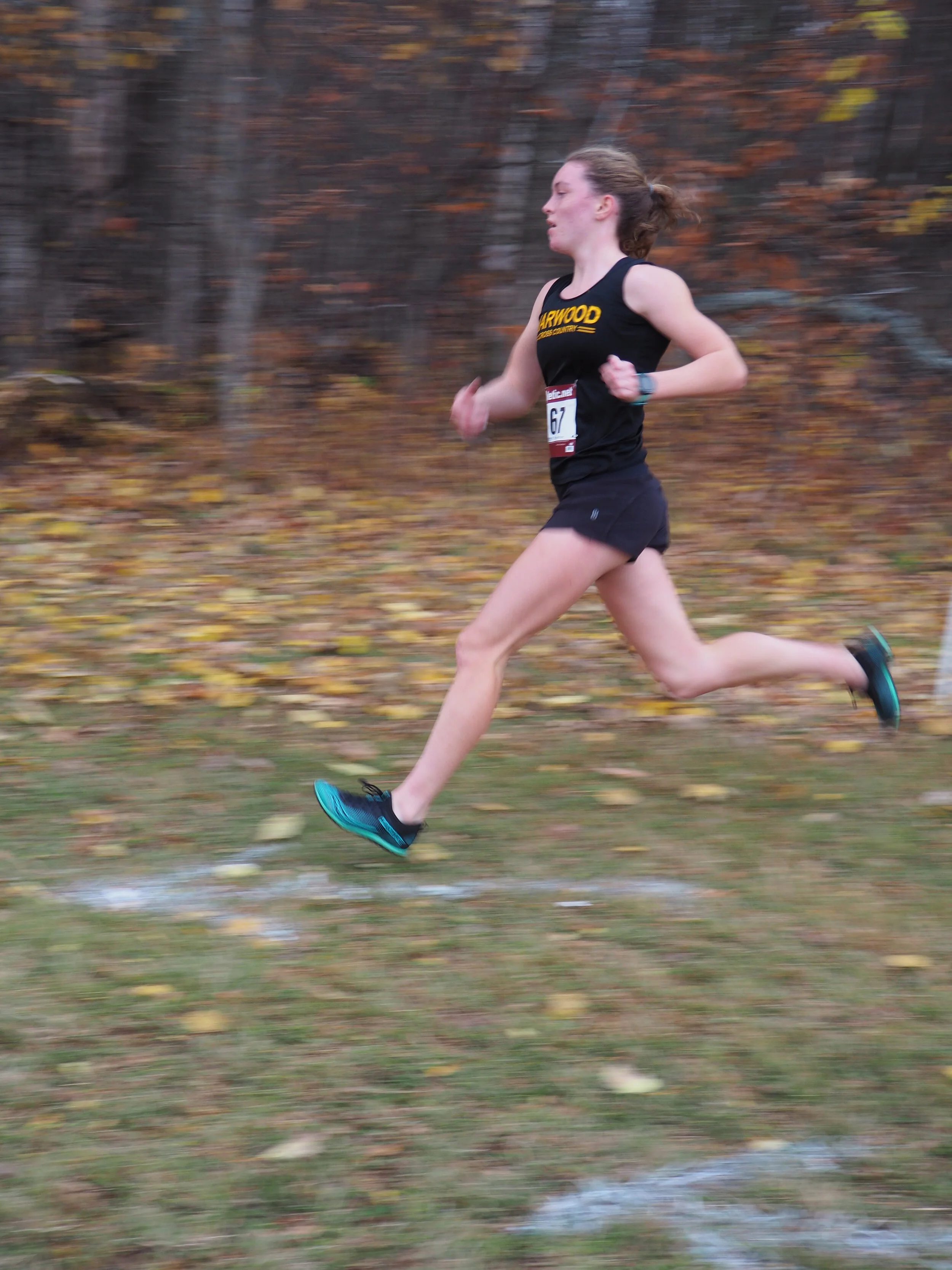   Ava Thurston sprints to the finish at the Spaulding meet in Websterville. Photo courtesy Zetterstrom family.  