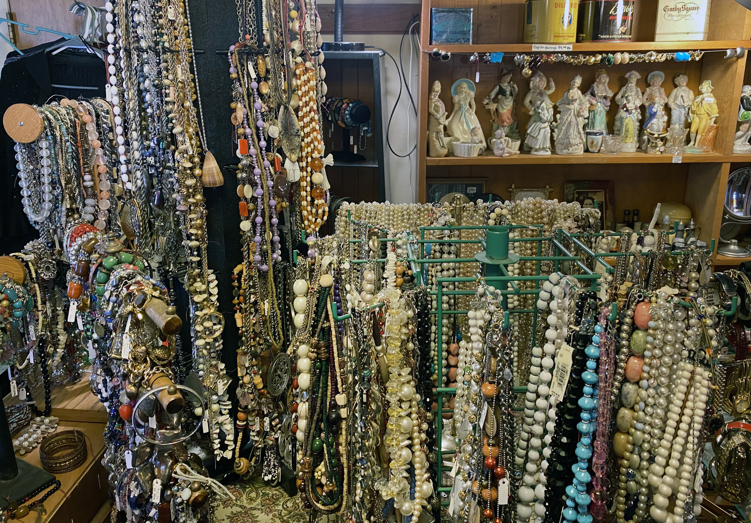   Costume jewelry and figurines. Photo by Gordon Miller.  