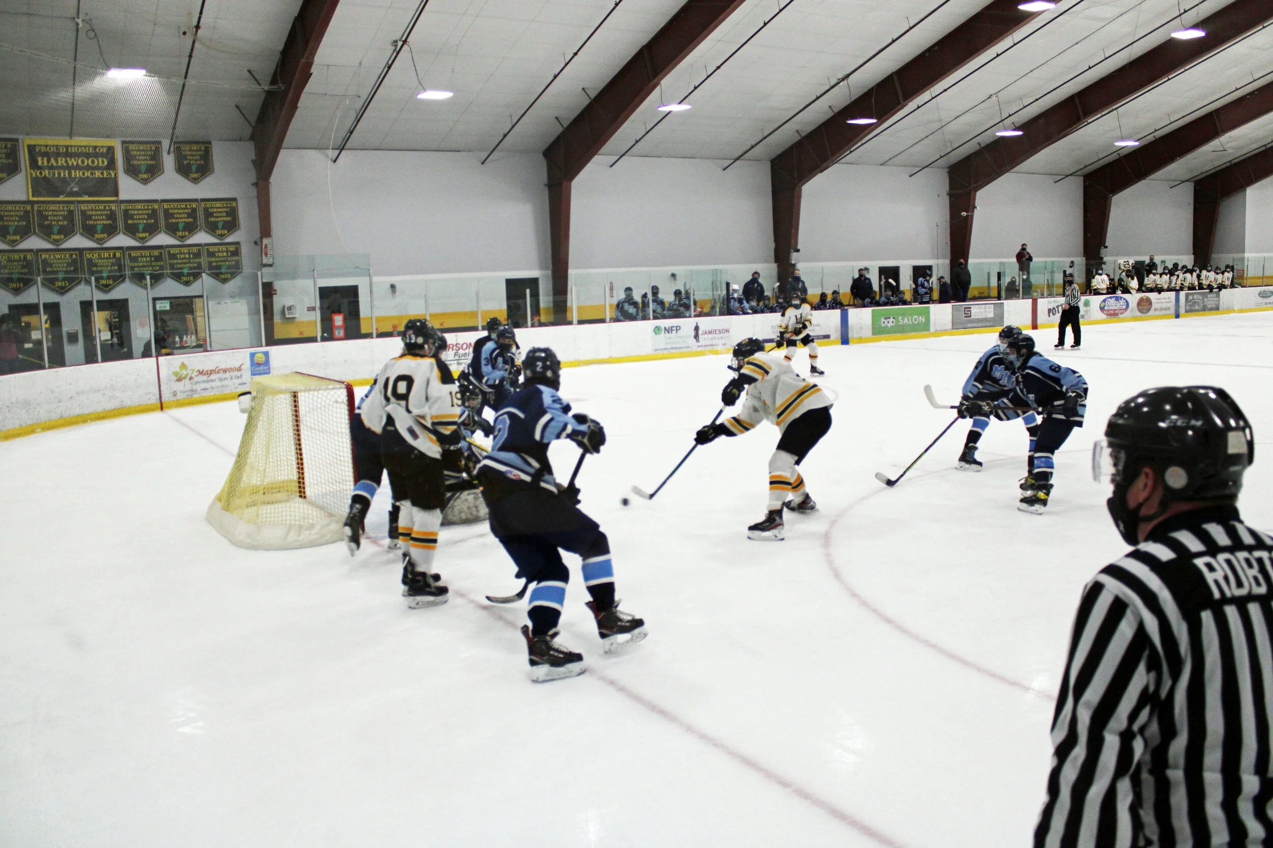  The MMU goal saw lots of action in the quarterfinal against Harwood. Photo by Brian Larrabee 