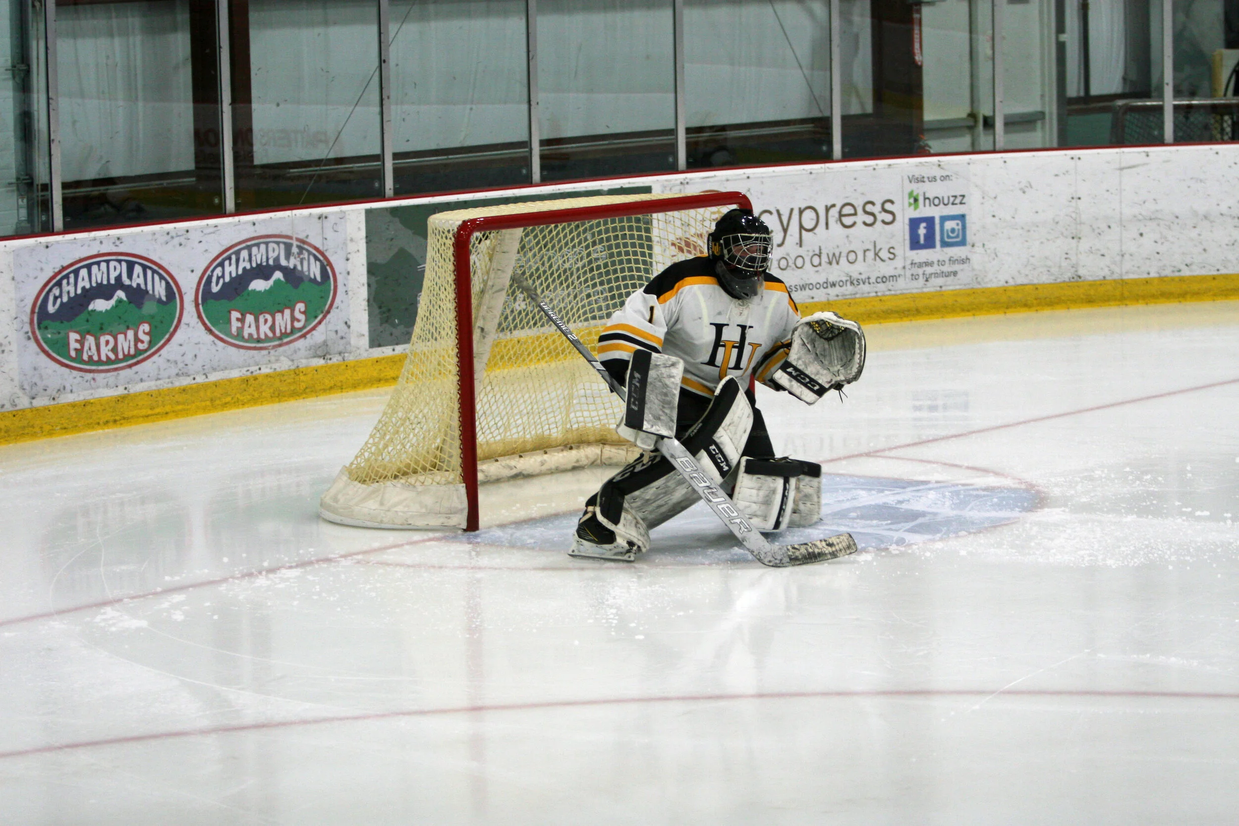  Senior goalie Liam Guyette on guard. Photo by Brian Larrabee 