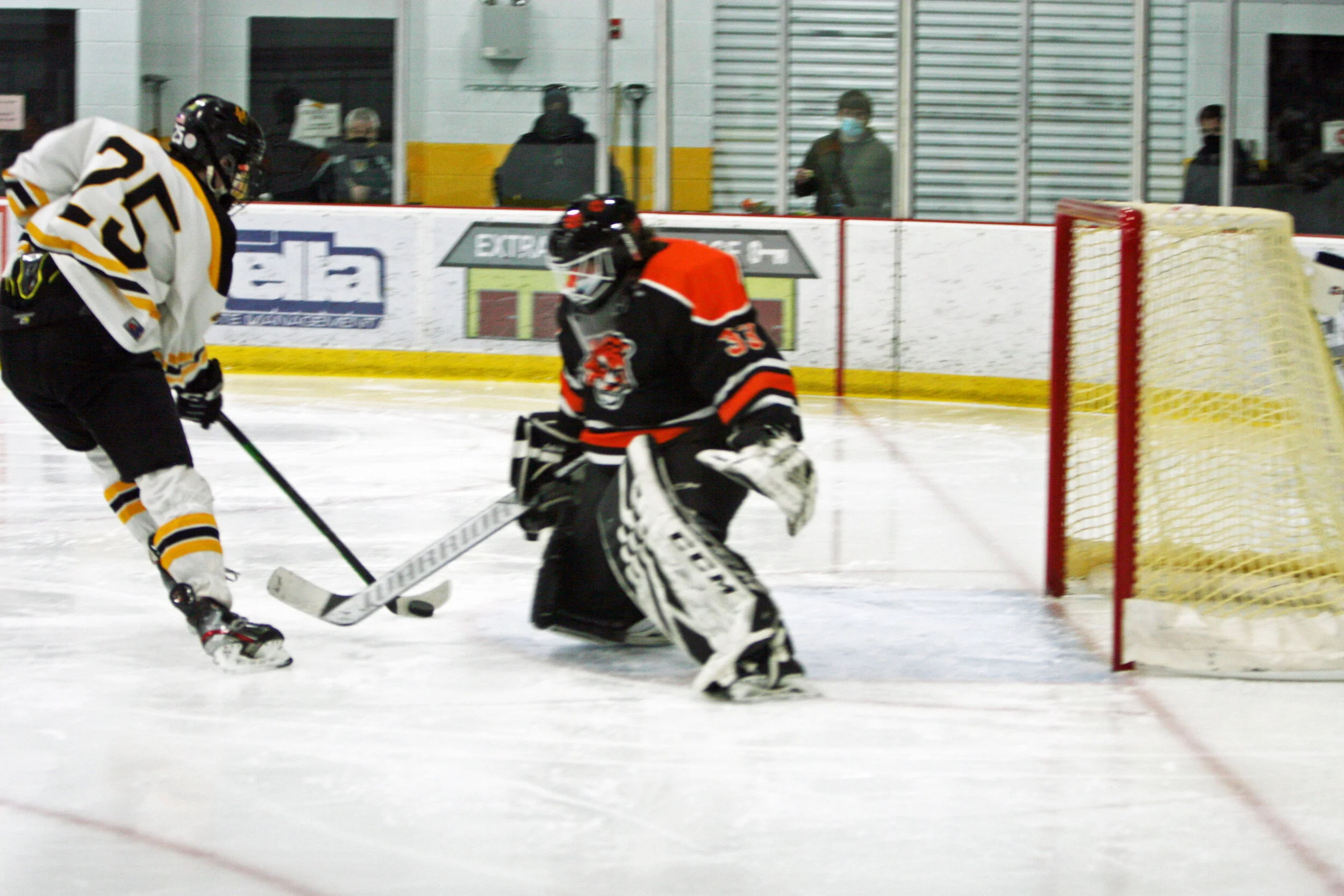  Finn O’Hara fires one past the Tigers’ keeper. Photo by Brian Larrabee 