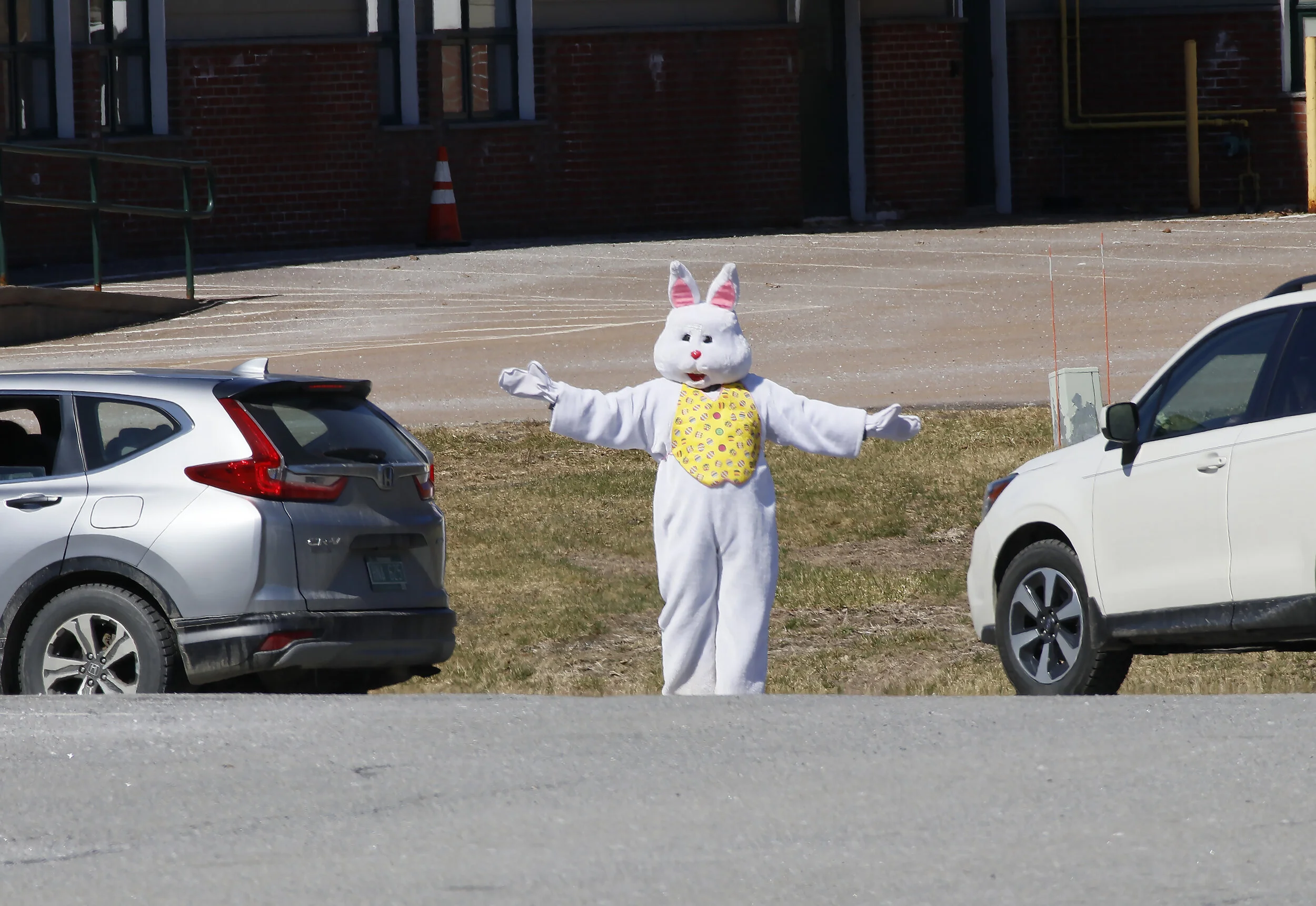  Sunday may be Easter, but Saturday was the Easter Bunny’s day in the spotlight in downtown Waterbury. Photo by Gordon Miller 