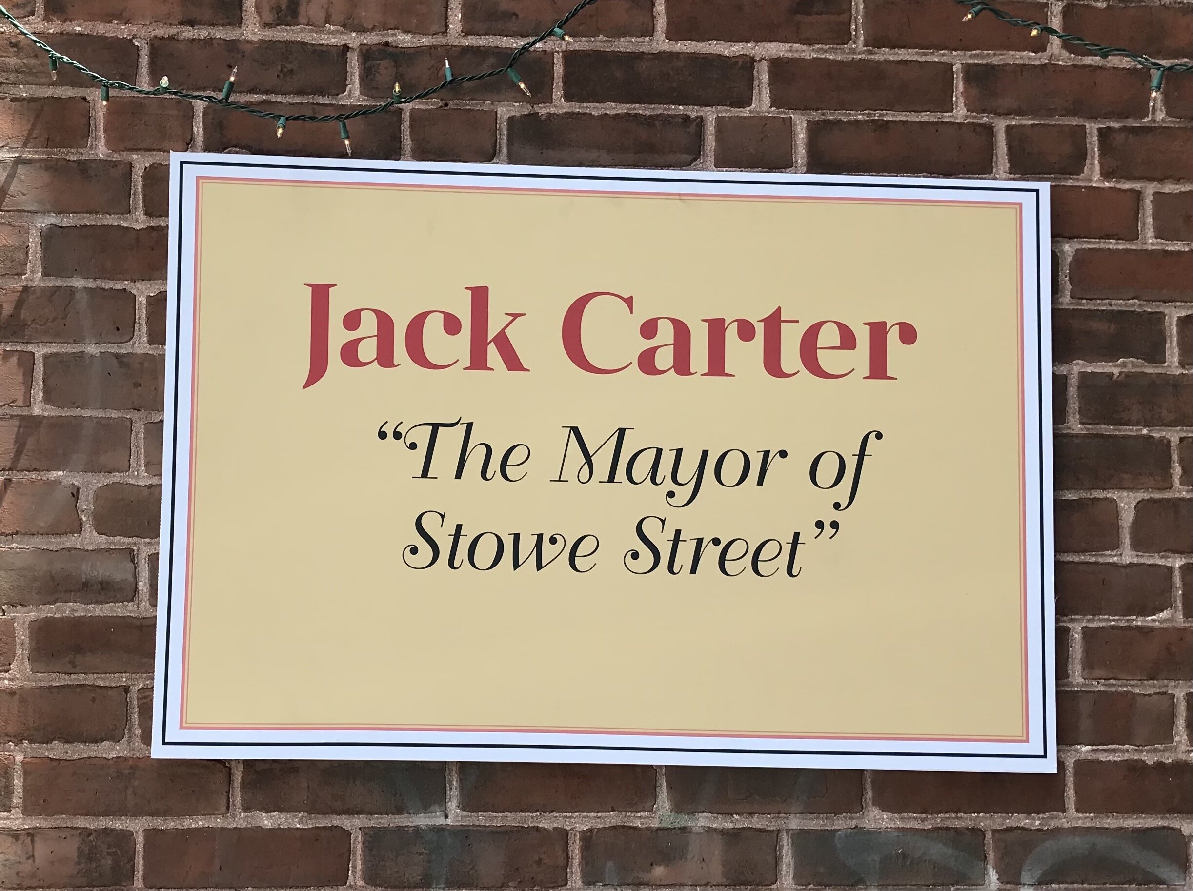   Many fondly recall Jack Carter's unofficial title, 'The Mayor of Stowe Street.' Photo by Anna Brundage.  