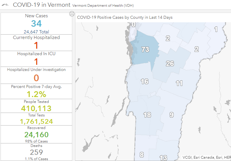 NEWS+072221+Vermont+COVID+data+map+July+22