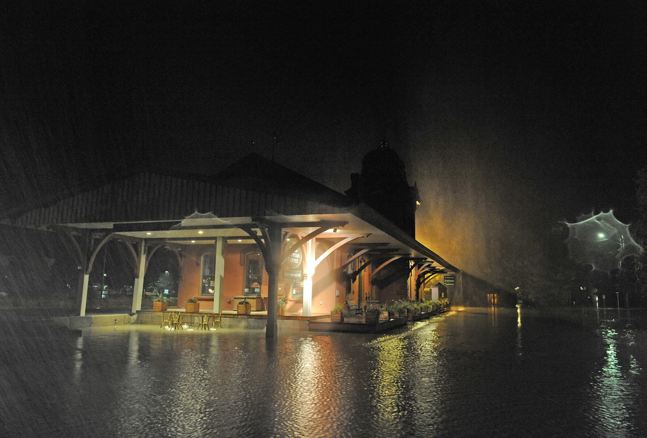  The Waterbury Train Station is surrounded by water several feet deep. Photo by Gordon Miller 