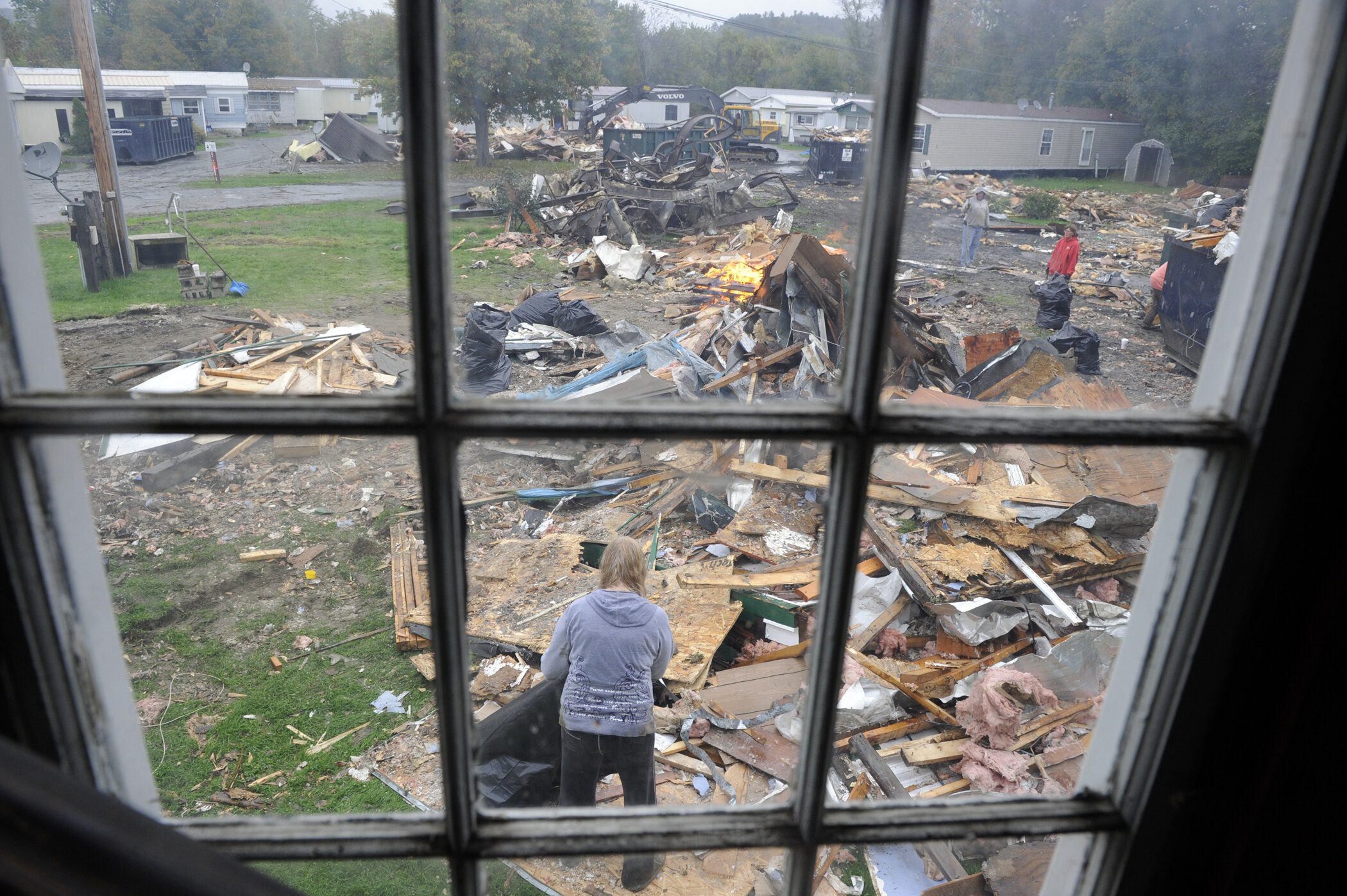  The Patterson Park mobile home park in Duxbury was especially hard hit. This view from the former Duxbury Elementary School. Photo by Gordon Miller 