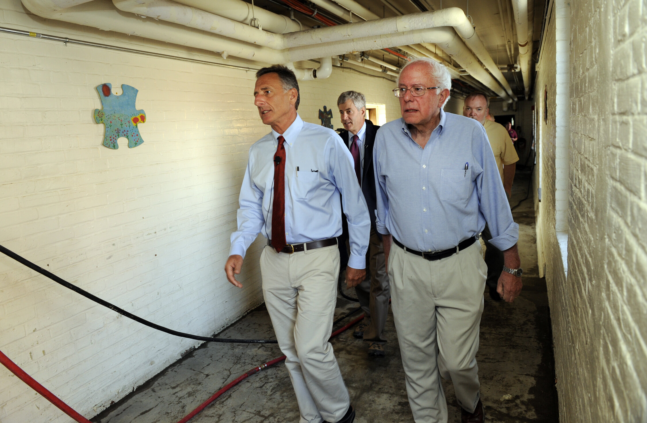  Gov. Peter Shumlin and Sen. Bernie Sanders tour the closed State Office Complex. Photo by Gordon Miller 