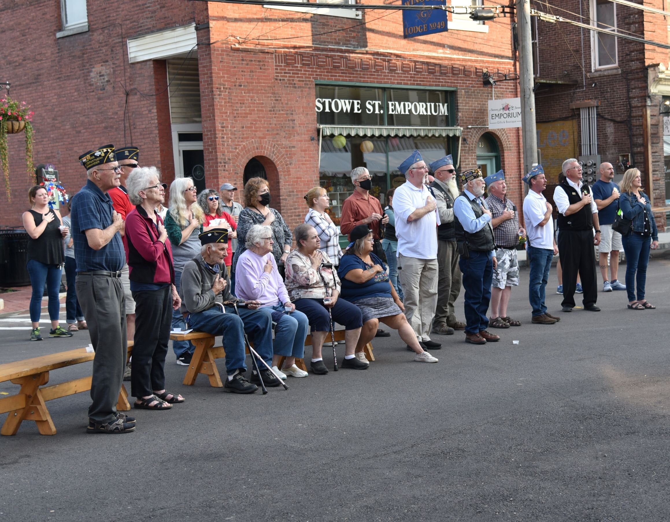  About 40 people attend the service on Stowe Street.  Photo by Gordon Miller 
