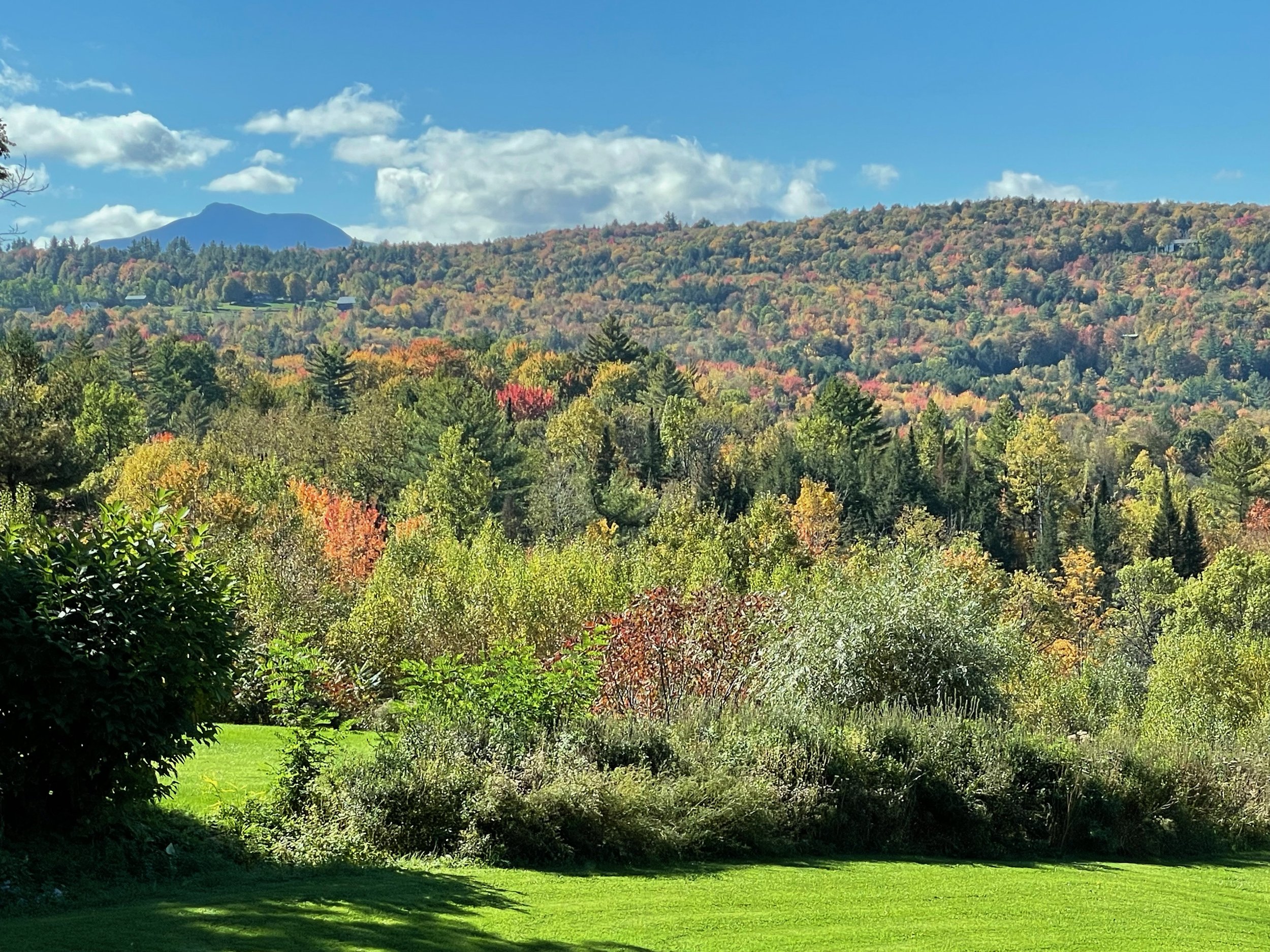   Camel's Hump towers over the view from Sunset Drive in Waterbury Center. Photo by Andrea Barber  