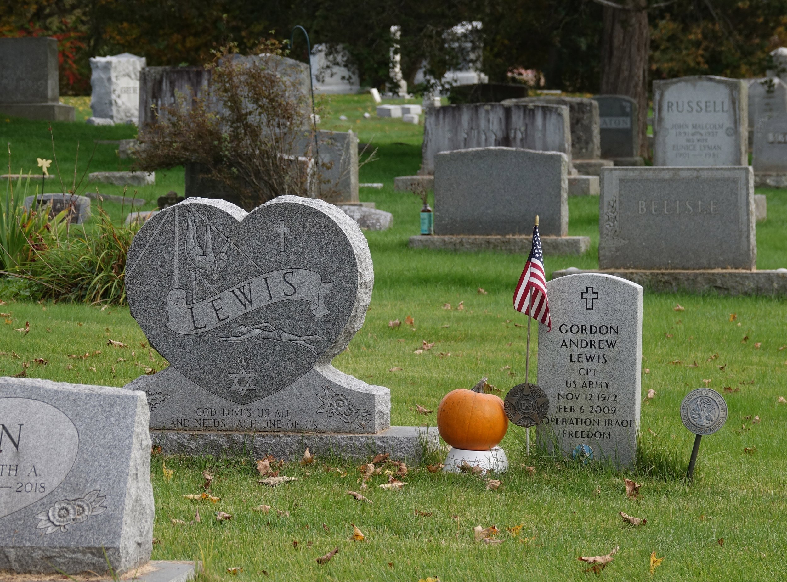   Someone remembers to mark the season at a special gravesite in Hope Cemetery. Photo by Gordon Miller  