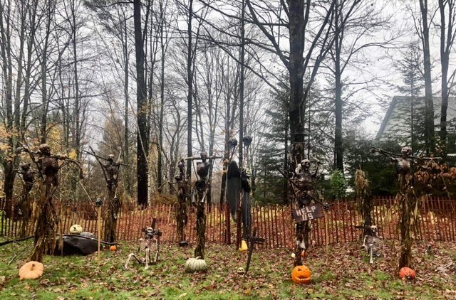  Cavender spends days setting up the ghoulish tableau. Photo by Karen Cavender 