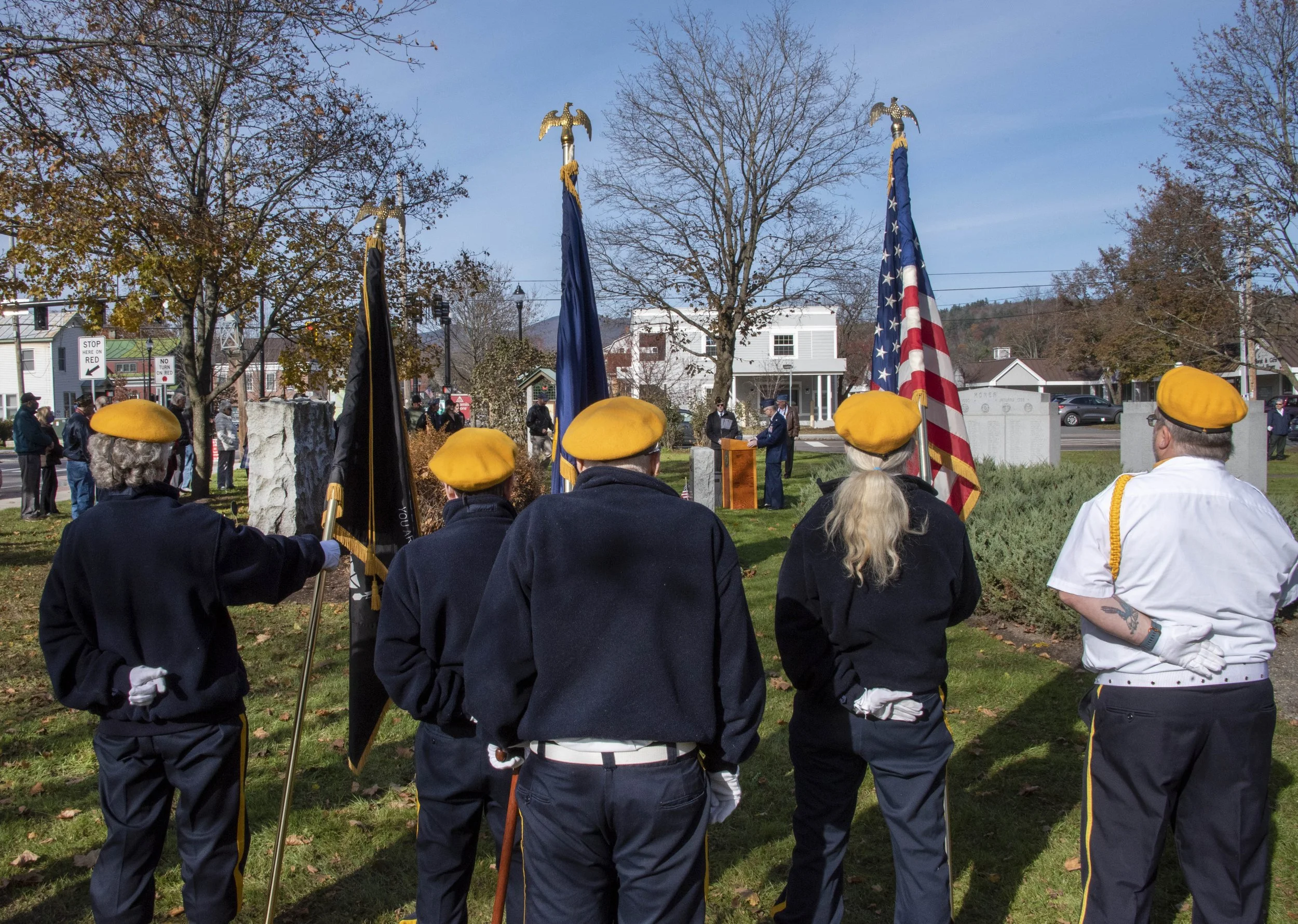 The American Legion Color Guard participates in the Veterans Day ceremony. Photo by Gordon Miller