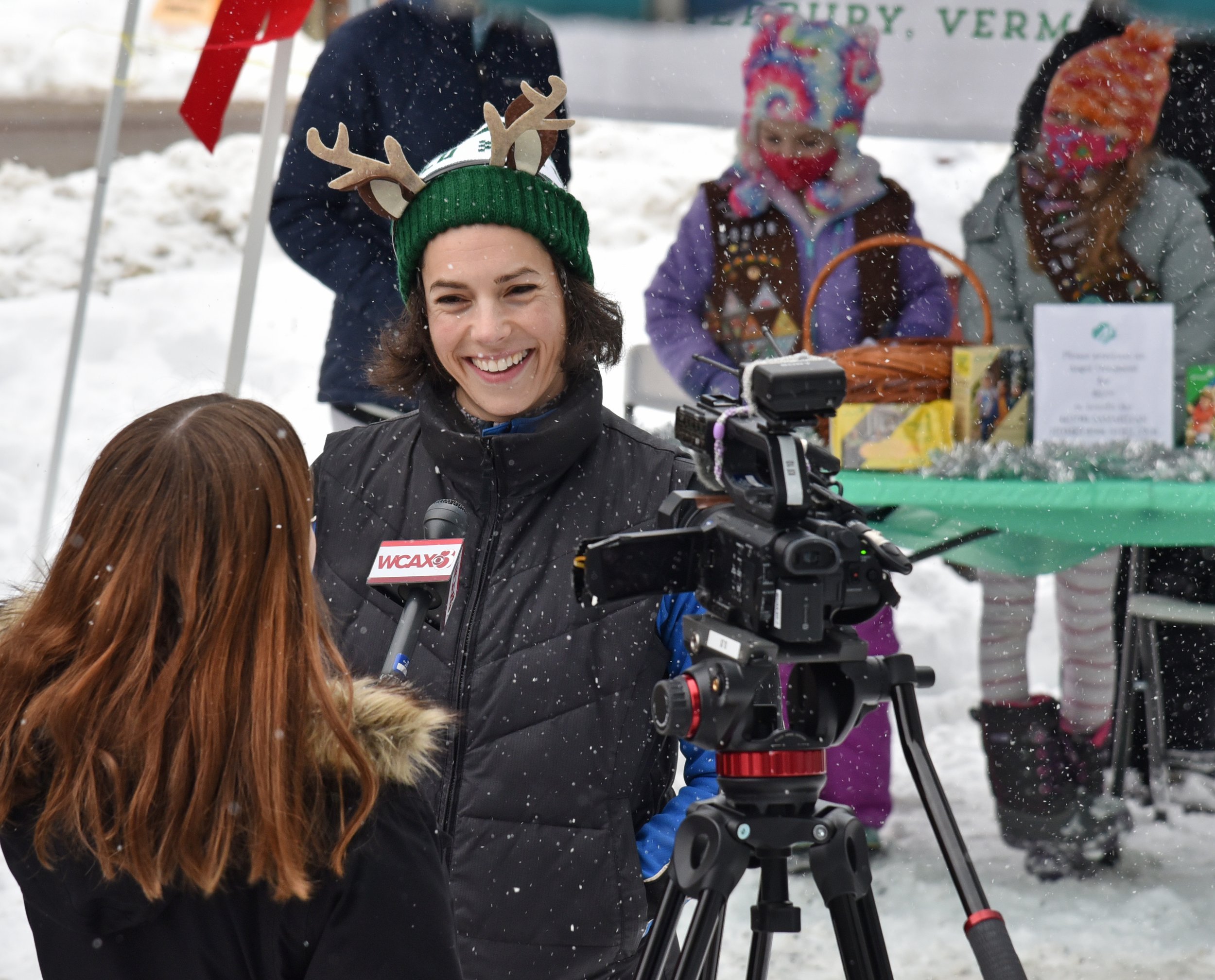 D’Angelo is interviewed by WCAX TV Channel 3 at the “Reindeer Rendevous” event. Photo by Gordon Miller 