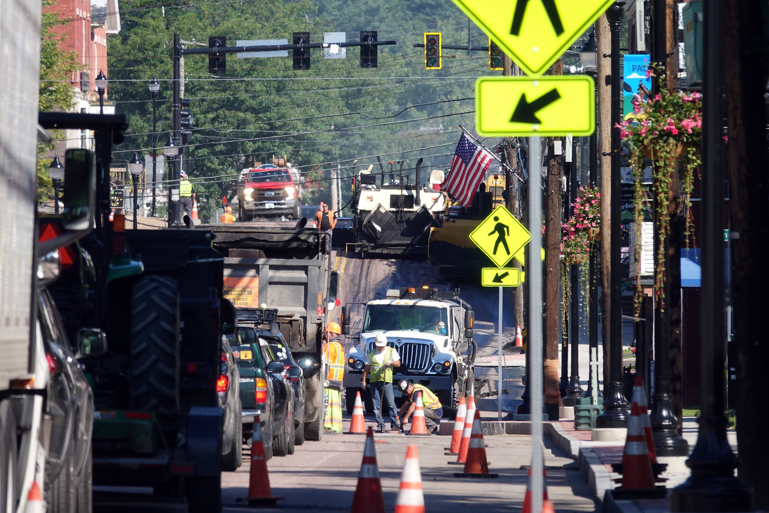  The scene on Main Street this summer changed daily as JA McDonald crews spent their third season in Waterbury on the overhaul to about a mile of Main Street. Photo by Gordon Miller 