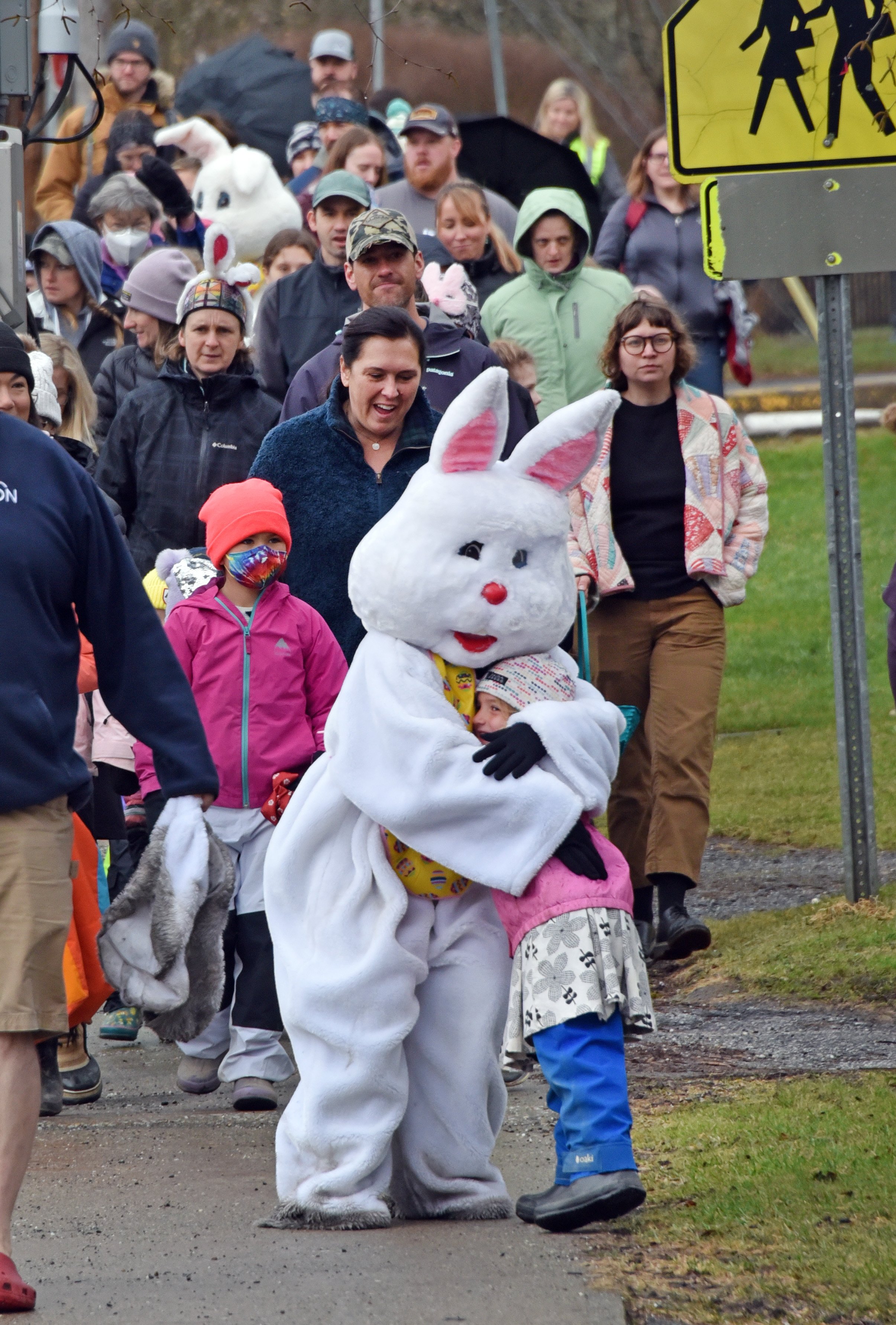  The Easter Bunny makes friends along the way. Photo by Gordon Miller 