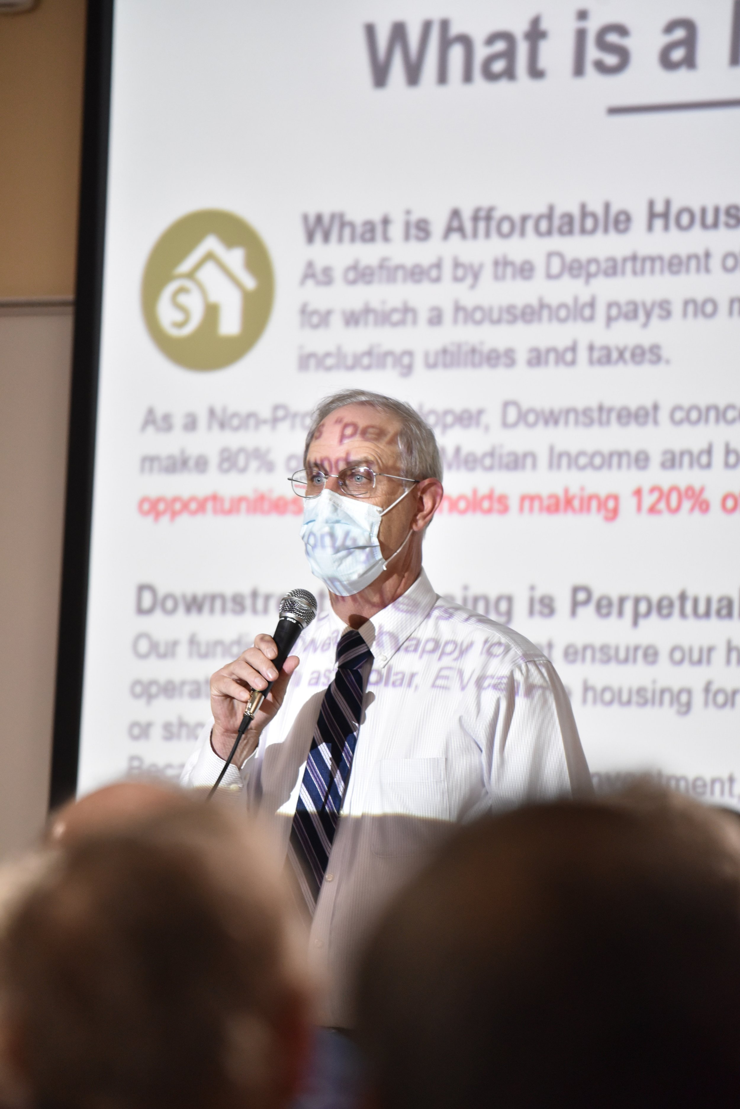   Municipal Manager Bill Shepeluk answers questions at what was his final town meeting event before he retires at the end of the year. Photo by Gordon Miller  