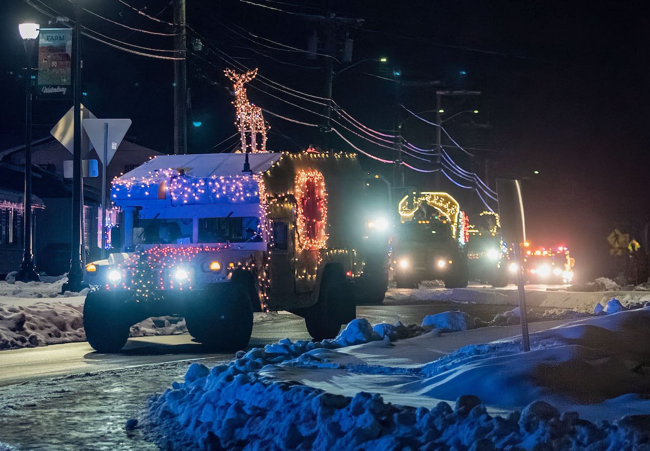   The parade came into town on Rt. 2 from Richmond and Bolton, went through the roundabout and then down Main Street.&nbsp;Photo by Gordon Miller  