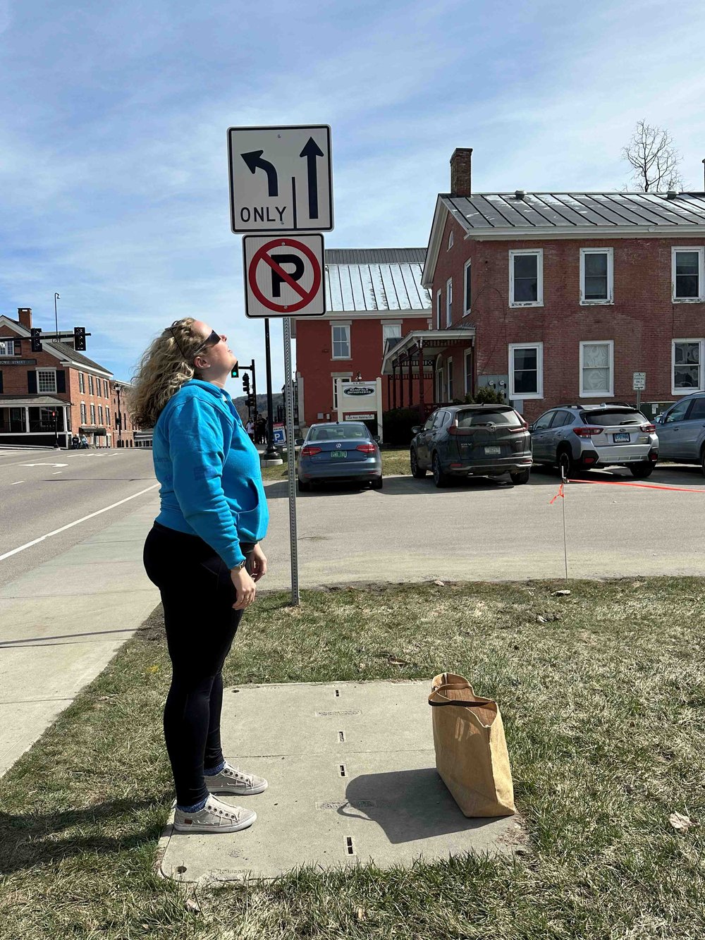   A visitor from New York City stops in her tracks on Main Street. Photo by Lisa Scagliotti  