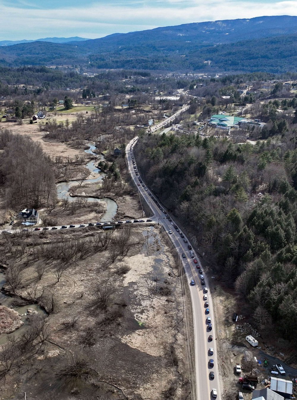   Above the Gupril Road/Rt. 100 intersection. Ben &amp; Jerry’s factory is on the top right. Photo by Gordon Miller  