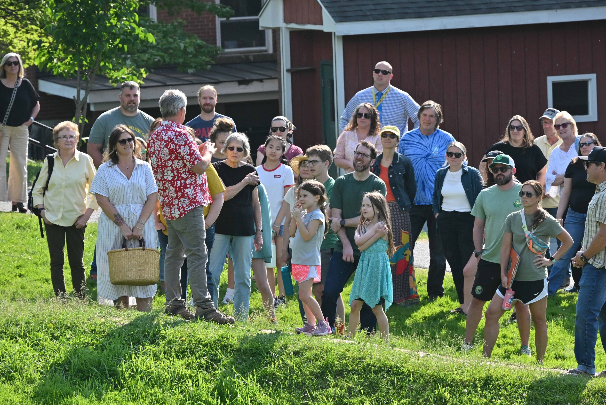 Family and friends are ready to visit the Wax Museum presenters on the playground. Photo by Gordon Miller