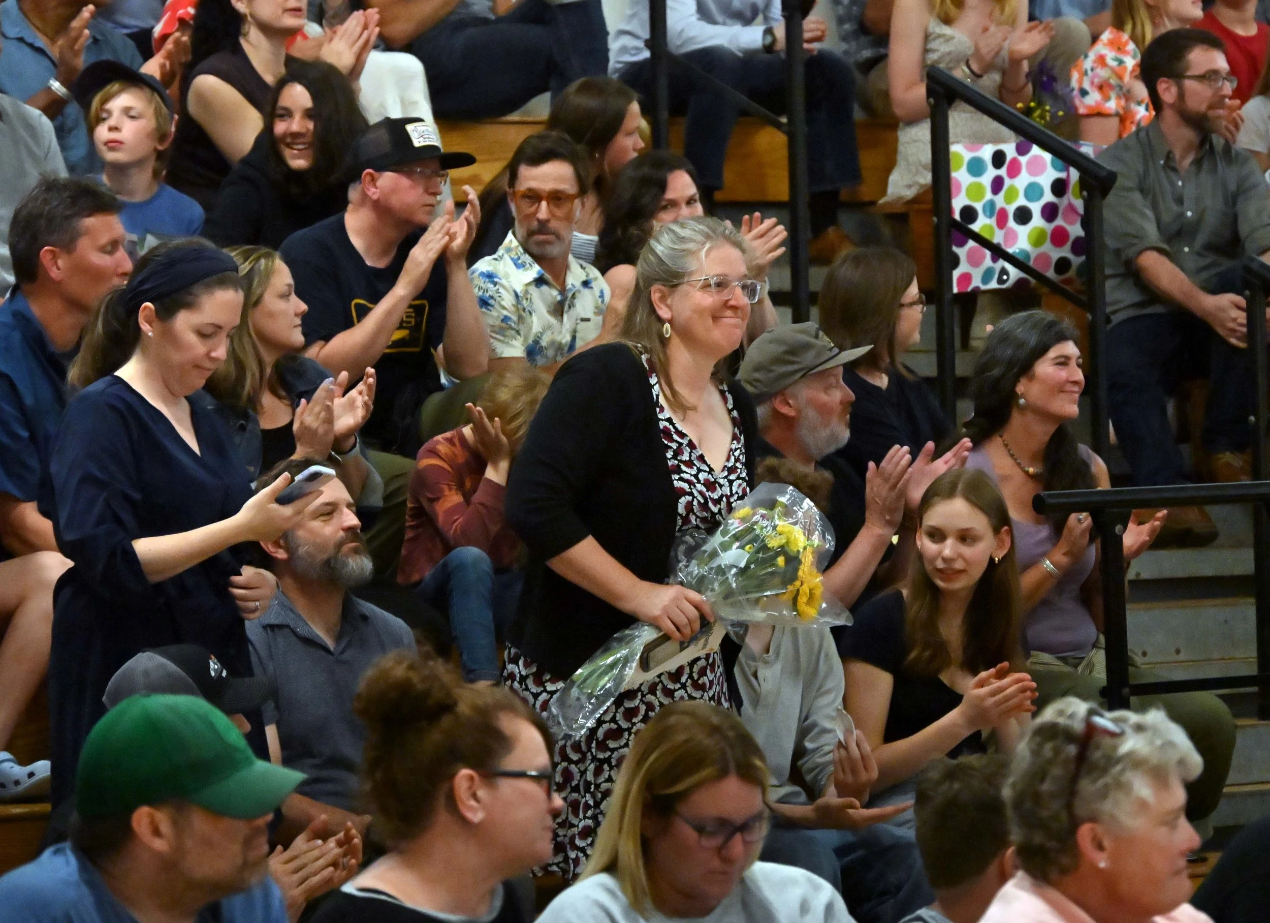   Parent Dana Hudson was honored with a volunteer award for the school year. Photo by Gordon Miller  