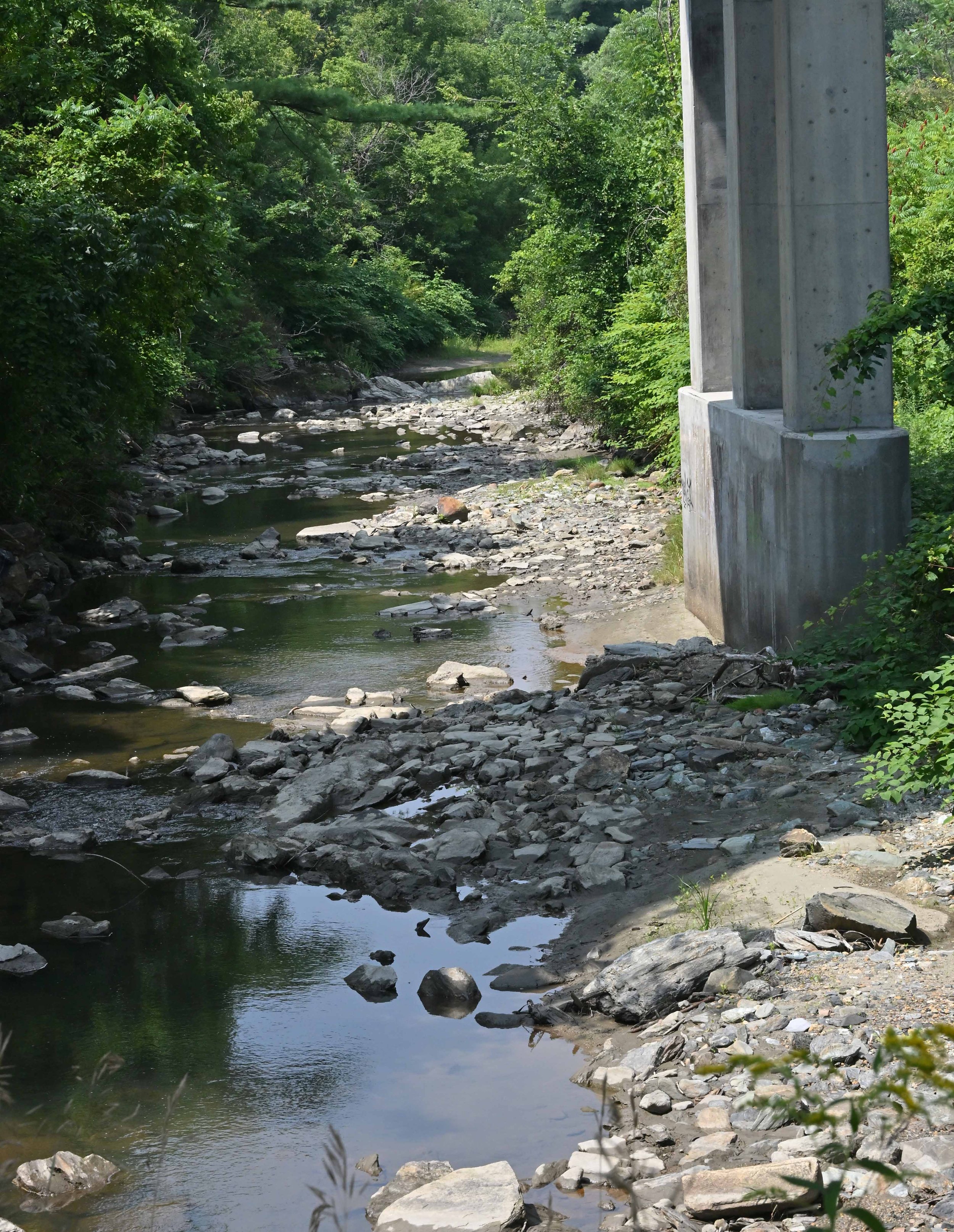  Thatcher Brook under Interstate 89 is down to a trickle.&nbsp;Photo by Gordon Miller 