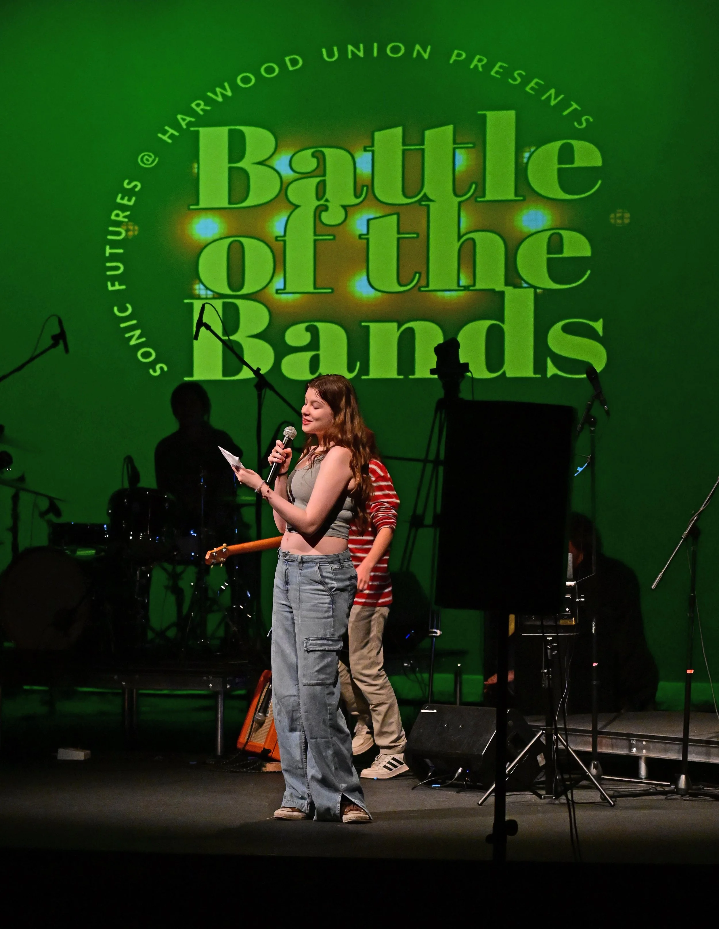  Harwood senior Casey Klus served as emcee for the show. Photo by Gordon Miller 