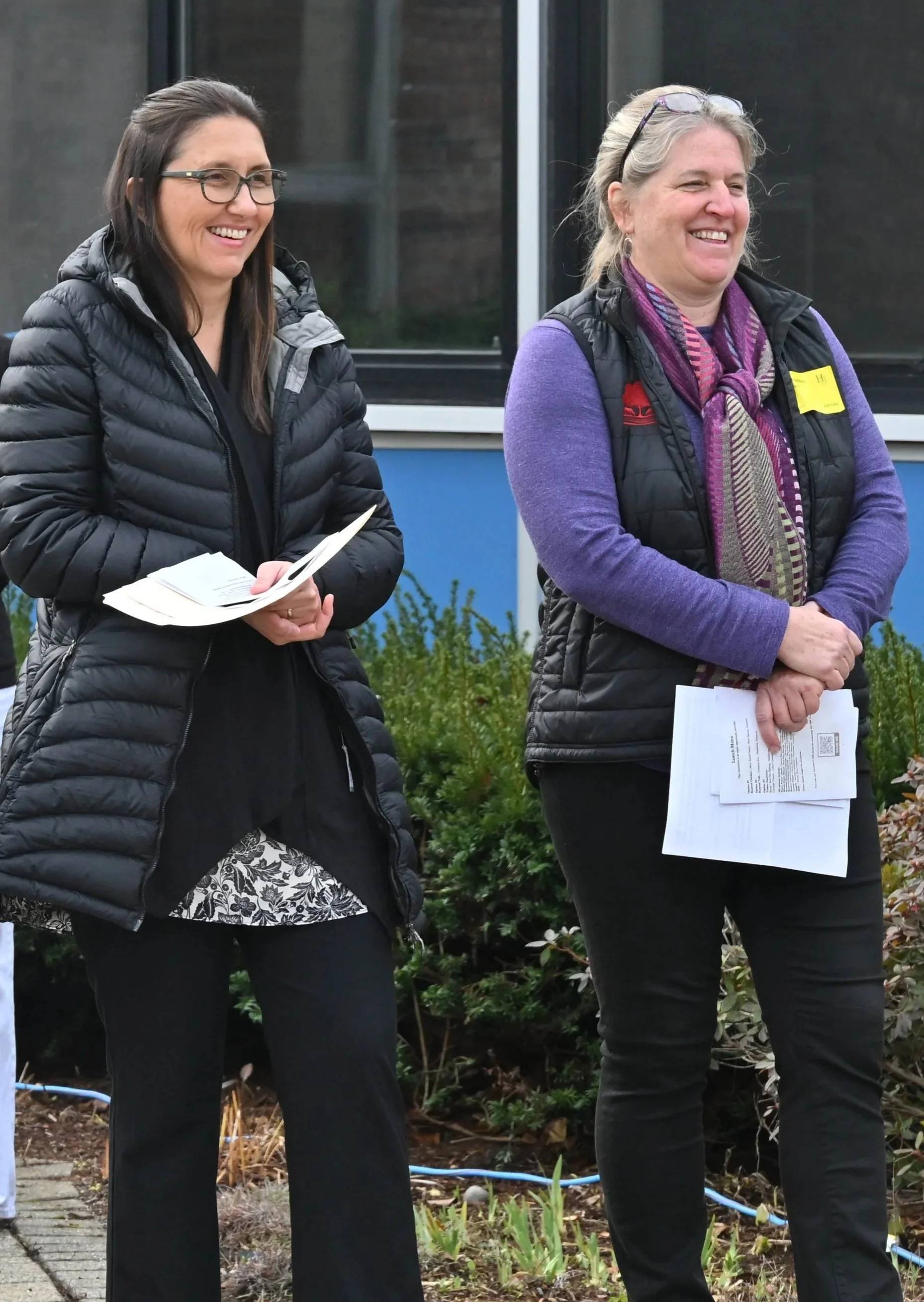   Harwood Food Service Director Erika Dolan (left) and Dana Hudson, VT Farm to School coordinator. Photo by Gordon Miller  