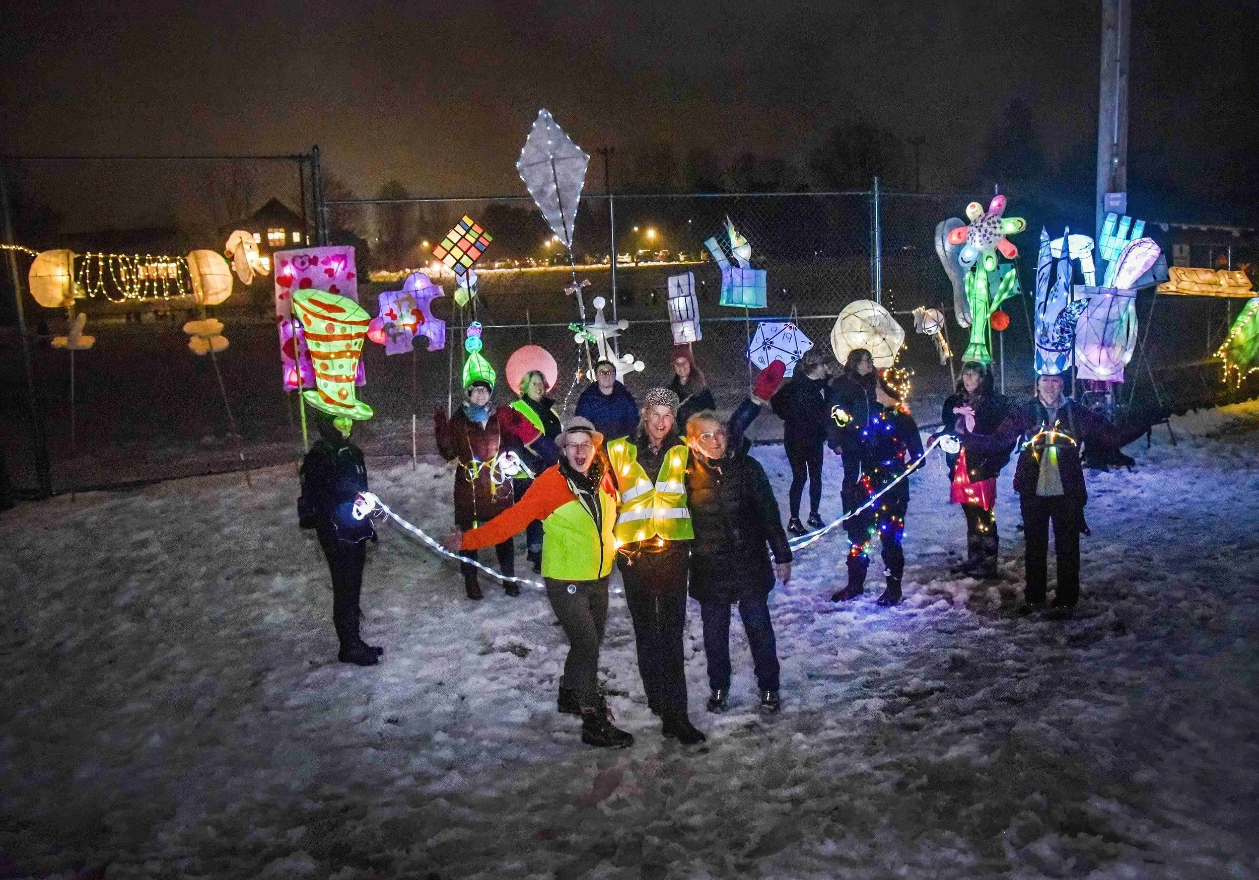   Mame McKee, Sarah-Lee Terrat, MK Monley, at the 2023 River of Light finale at Dac Rowe Park. Photo by Gordon Miller&nbsp;  