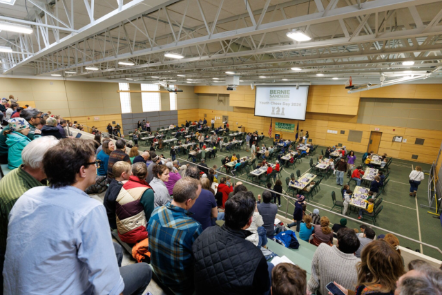   Young chess players and their families fill the gym in Randolph. Photo courtesy Sen. Sanders' office  