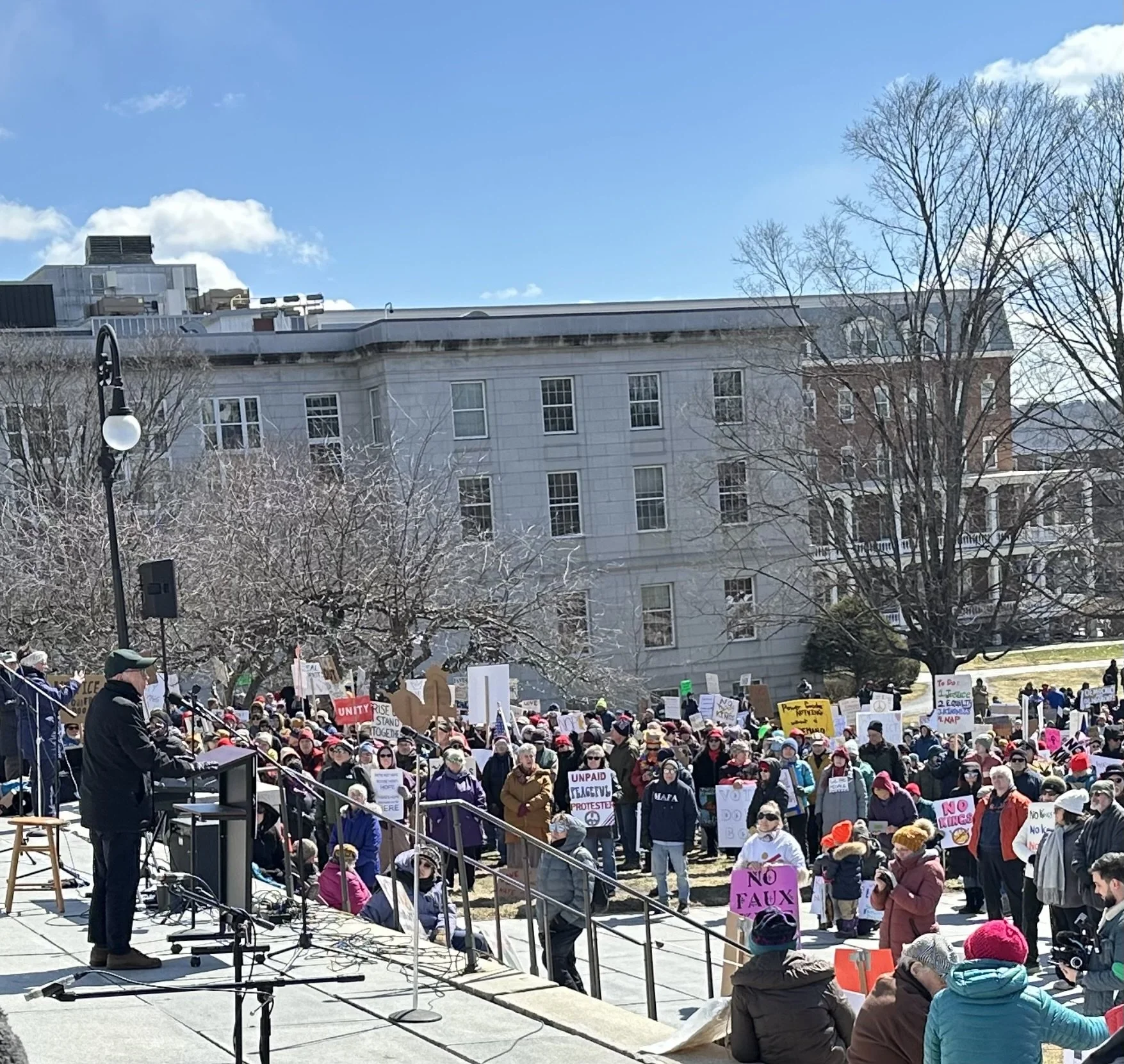  U.S. Sen. Peter Welch addresses the crowd. Photo by Lisa Scagliotti 