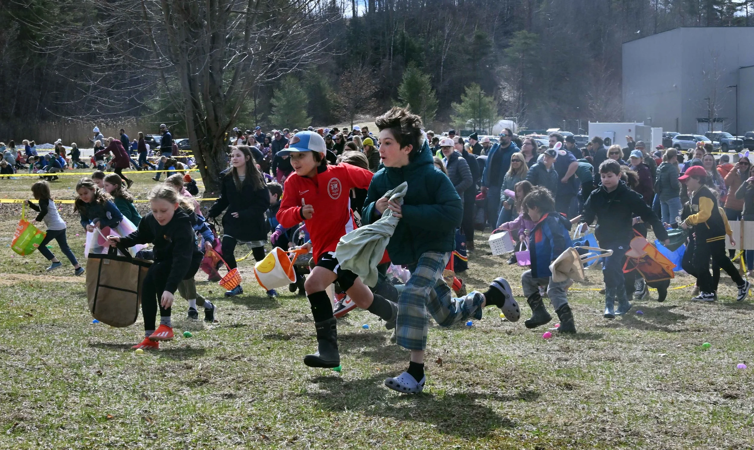   The 9-10 year old group are seasoned egg hunters. Photo by Gordon Miller  