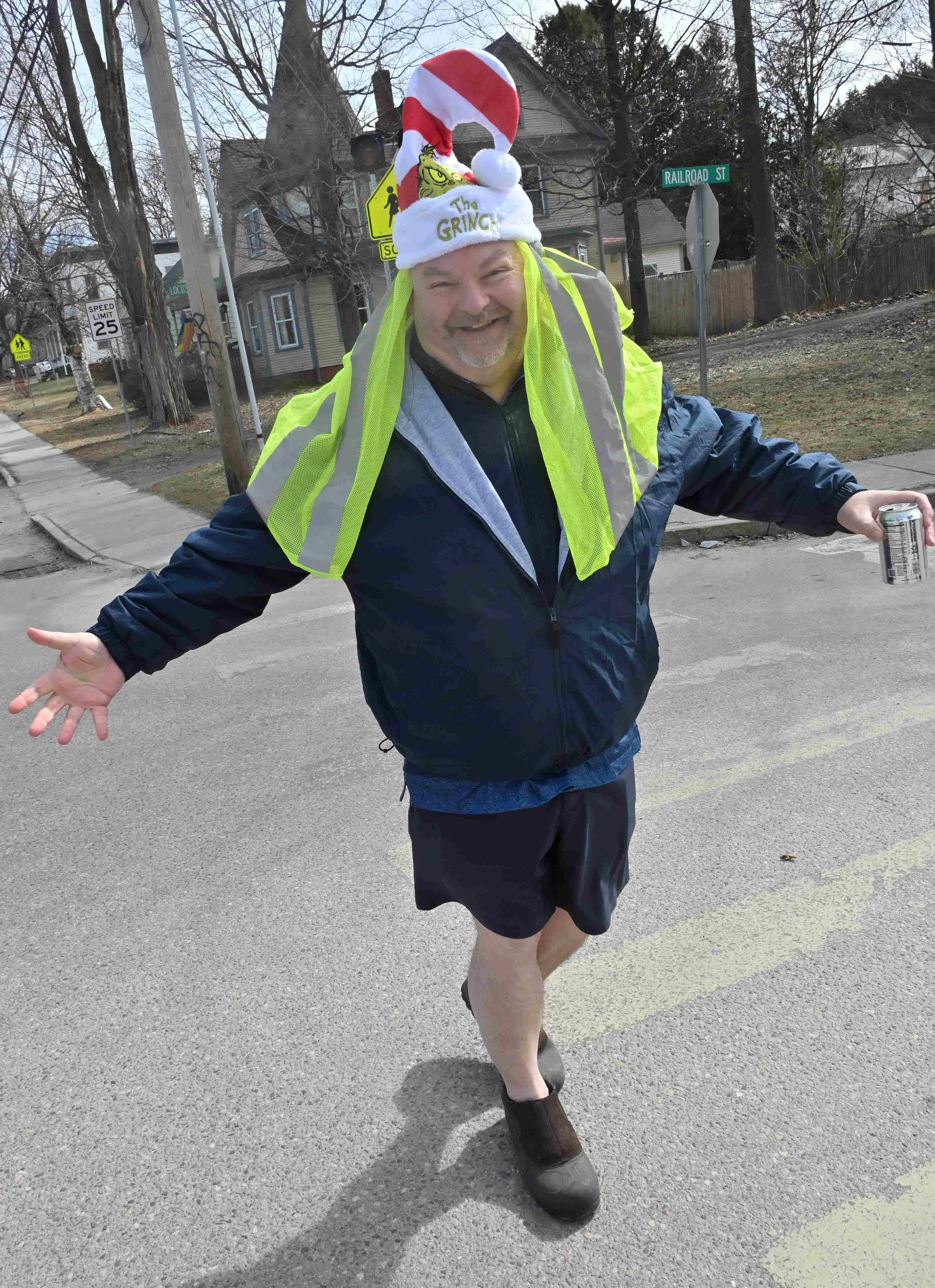  There's a contrarian in every crowd. Rotarian Justin Blackman takes on the role of Easter Grinch. Photo by Gordon Miller 