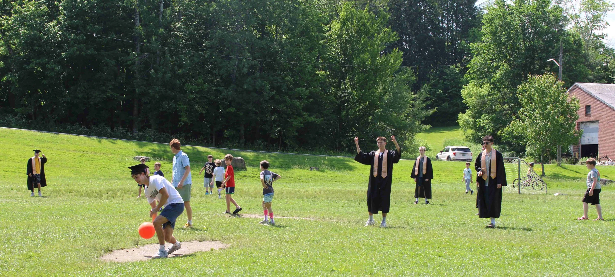  Former Brookside students popped in on a kickball game on the playground. Photo courtesy of Harwood staff 