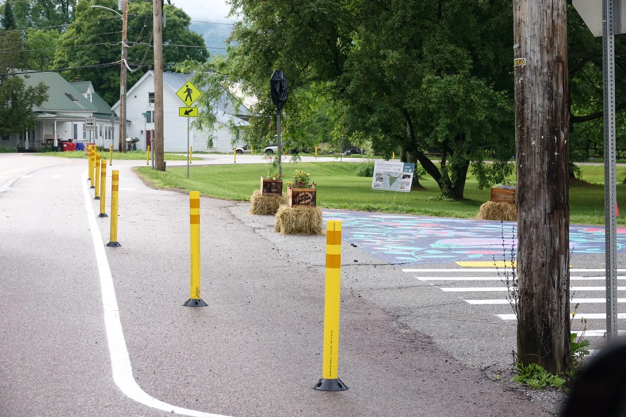  Bollards, planters, crosswalk and mural. Photo by Gordon Miller 