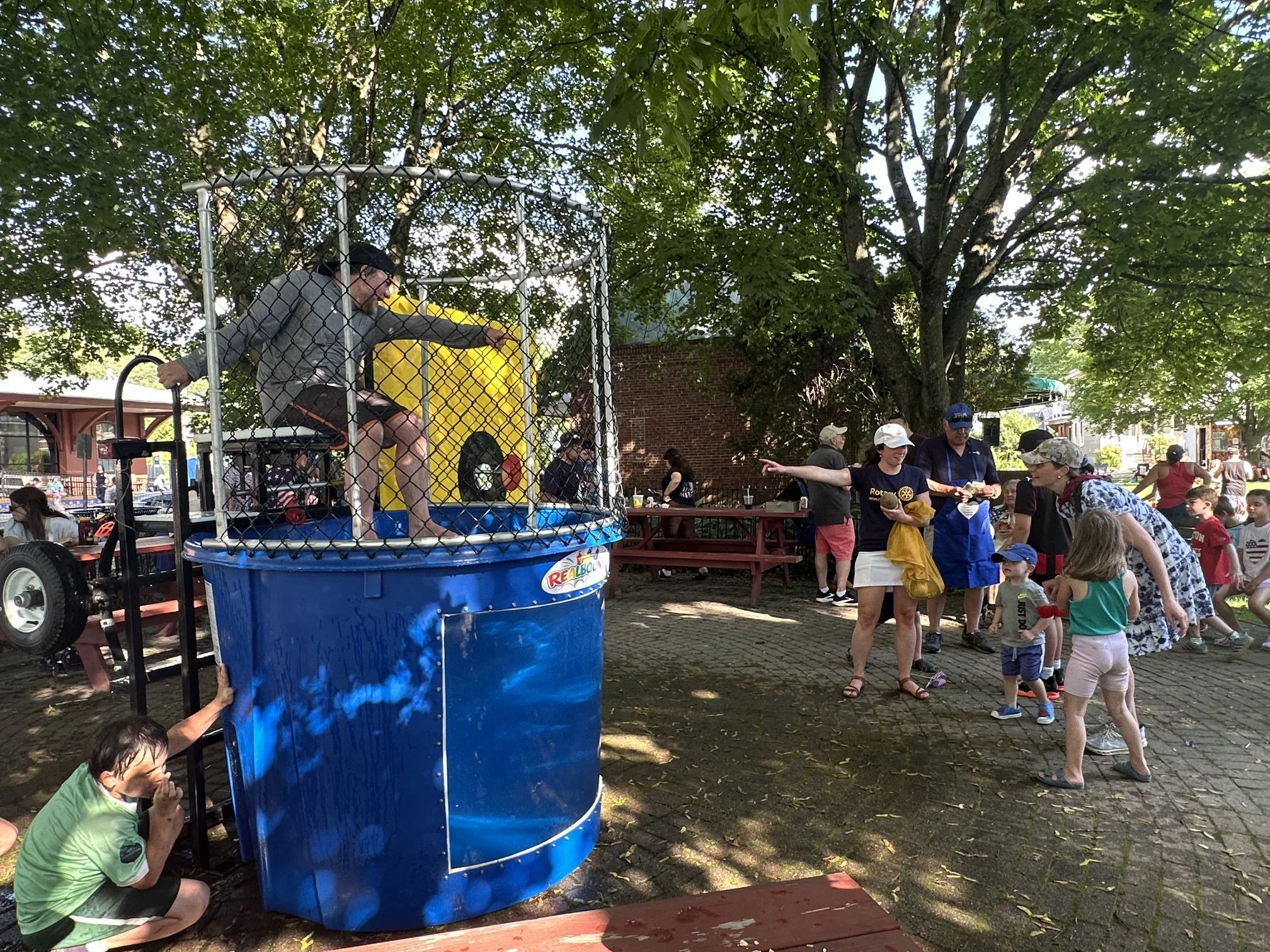  Brookside Primary School Co-Principal Chris Neville is popular at the dunk tank. Photo by Lisa Scagliotti 
